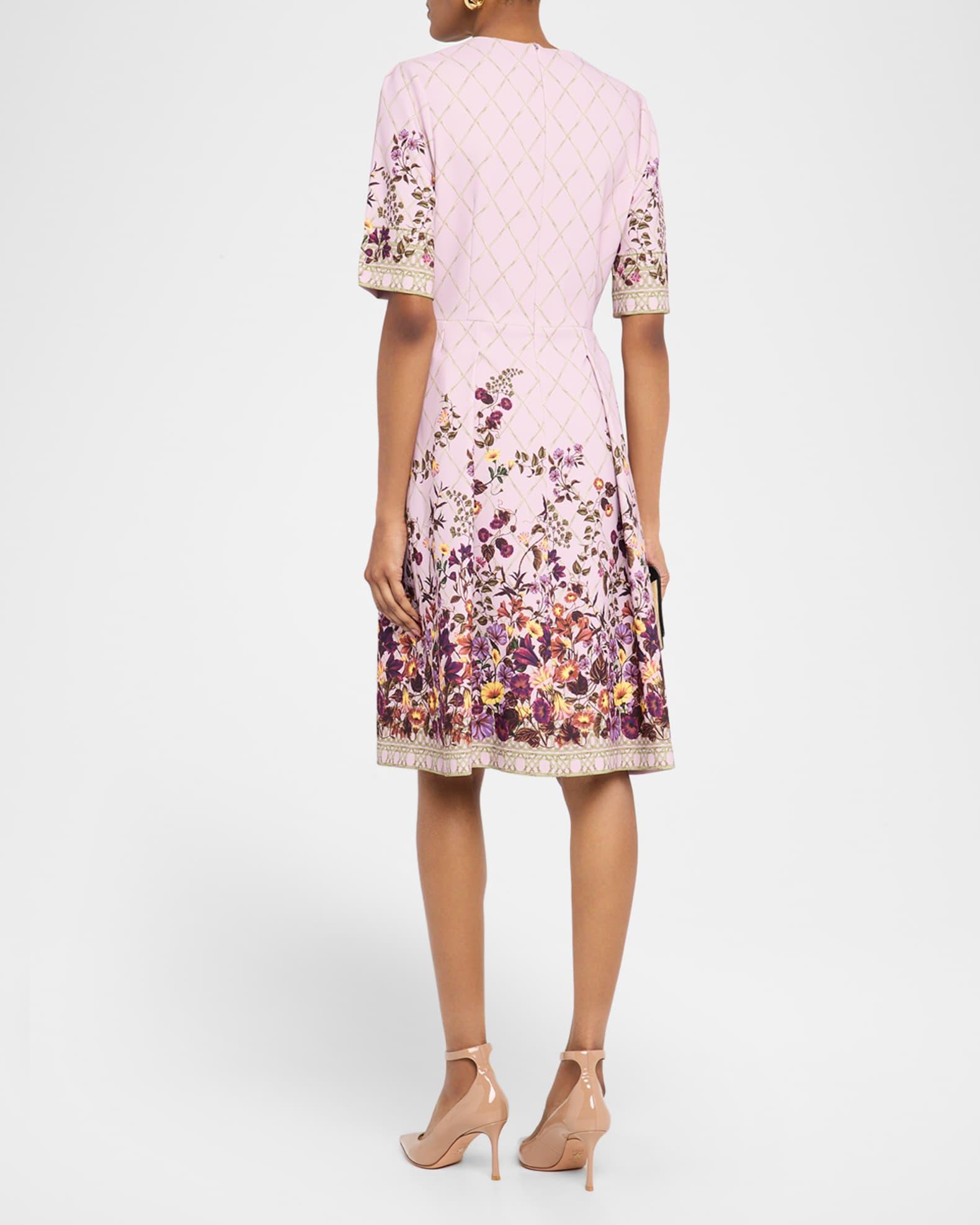 Pleated Floral-Print Crepe Dress Product Image