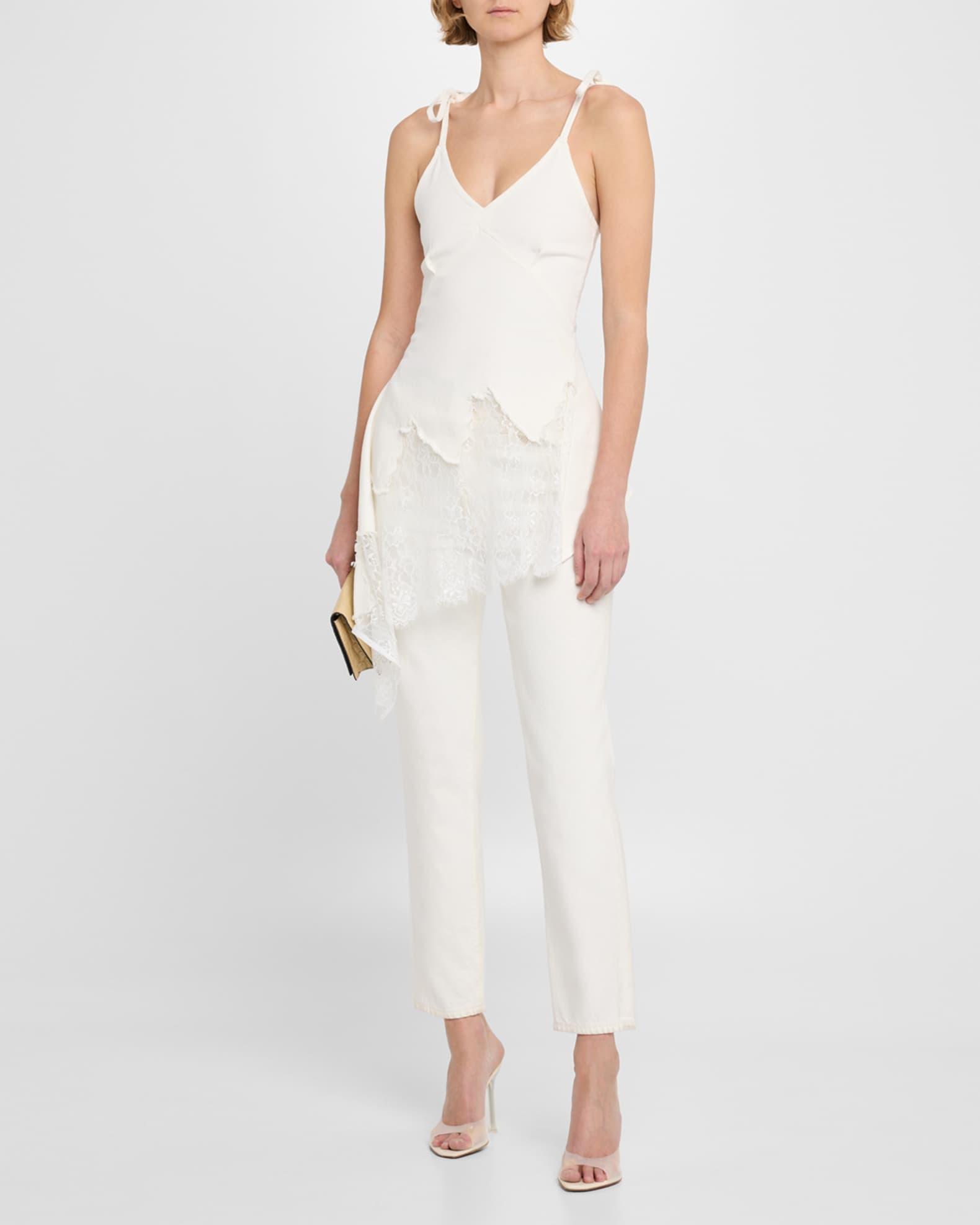 Denim and Lace Strappy Top Product Image