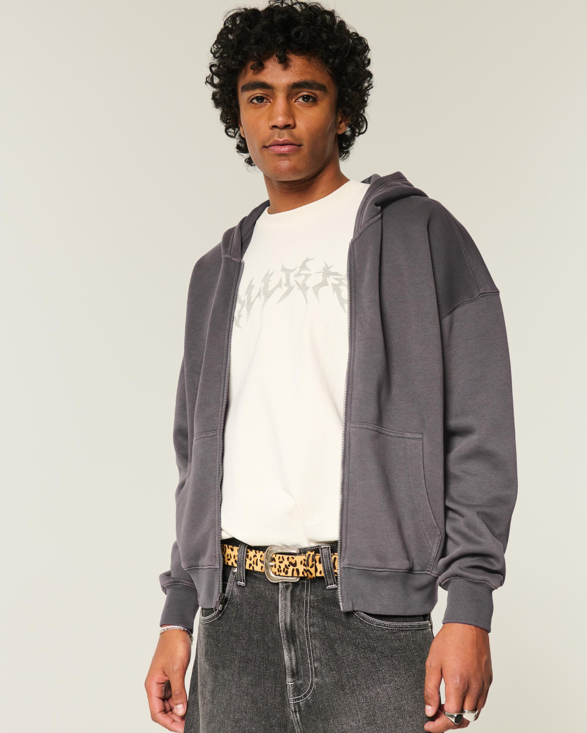 Boxy Flame Graphic Zip-Up Hoodie Product Image