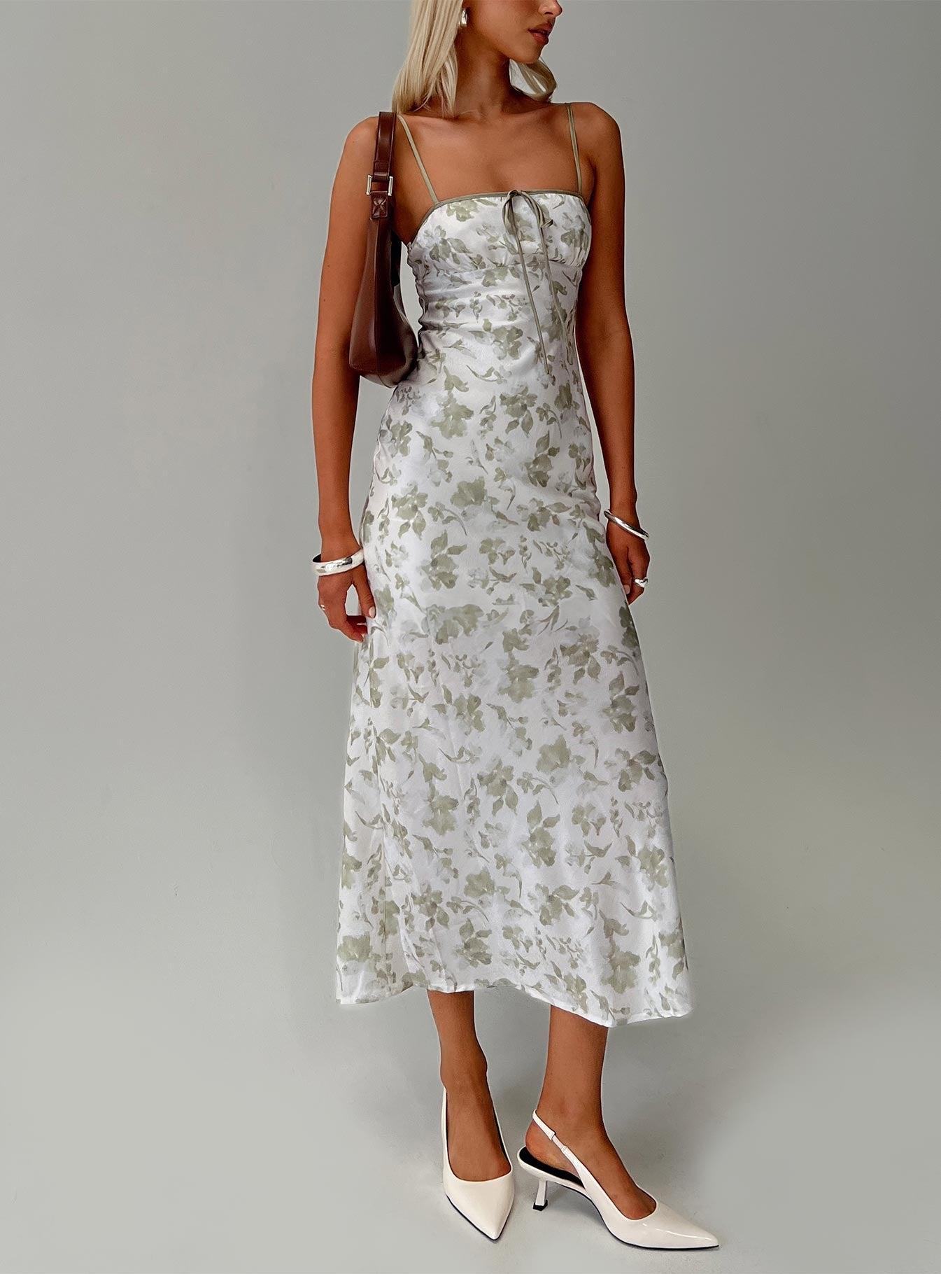Vasiliki Maxi Dress White / Green Floral Product Image