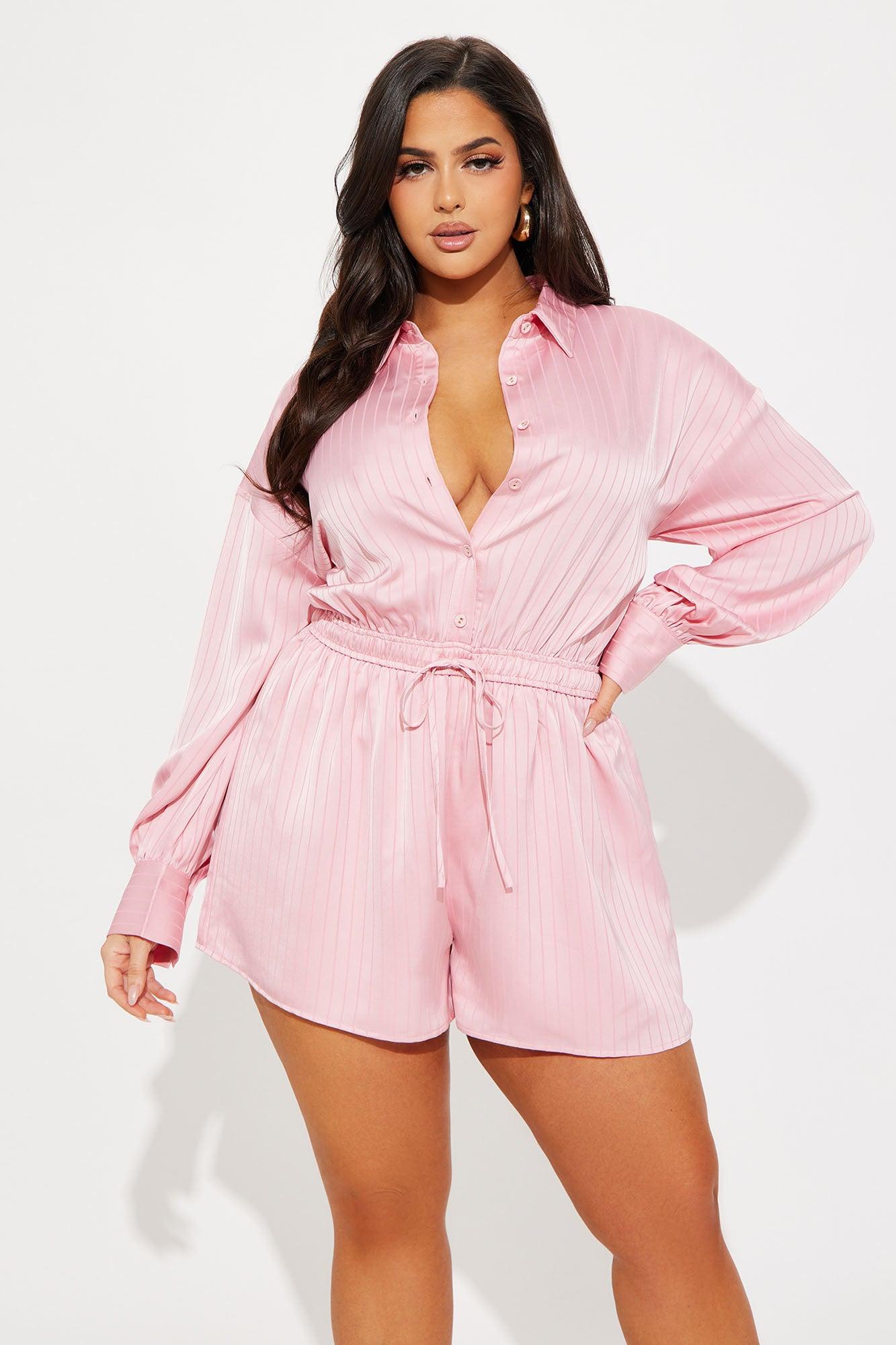 Sonya Satin Romper - Pink Product Image