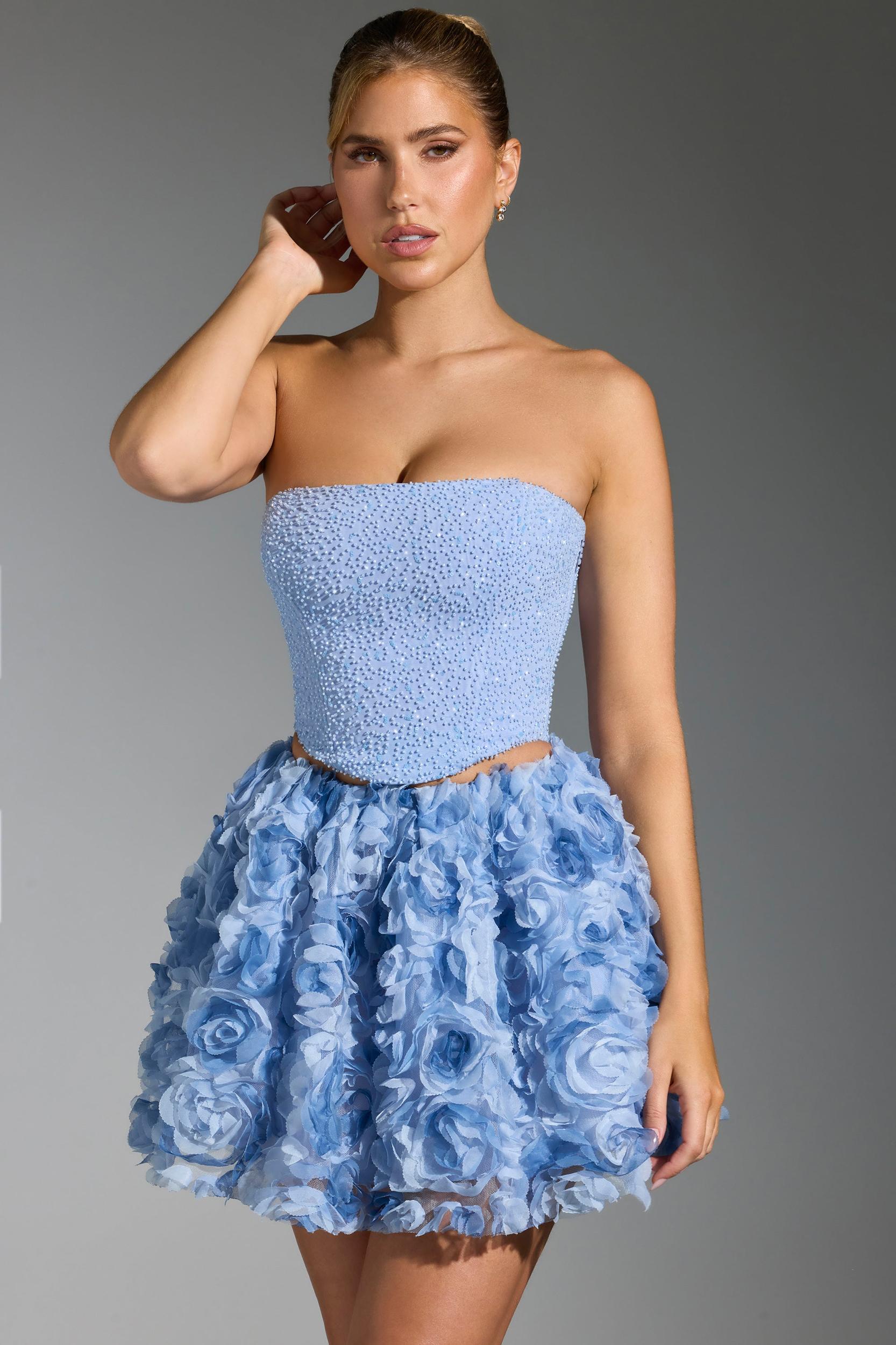 Embellished Corset Top in Blue Product Image