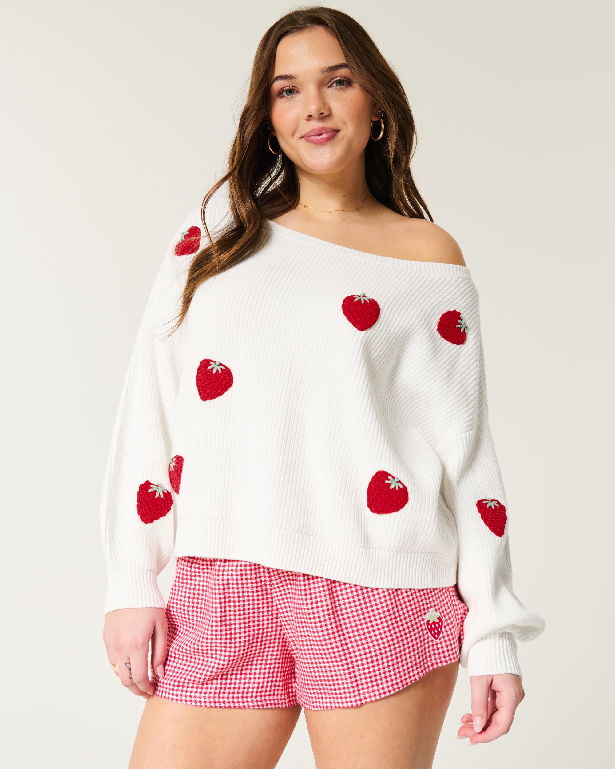 Easy Heart Graphic Off-the-Shoulder Sweater Product Image