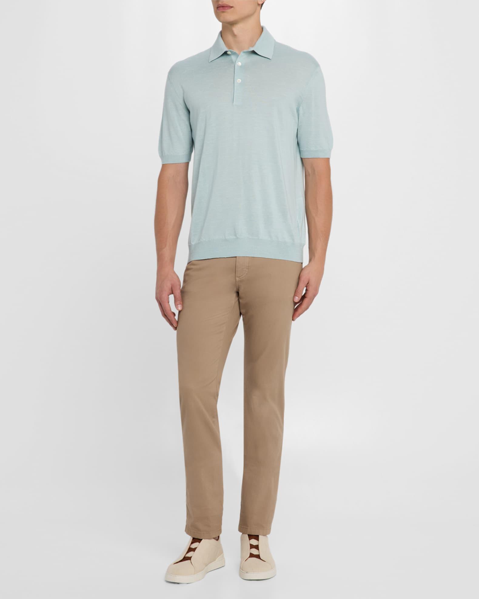 Men's Silk, Cashmere, and Linen Short-Sleeve Polo Sweater Product Image