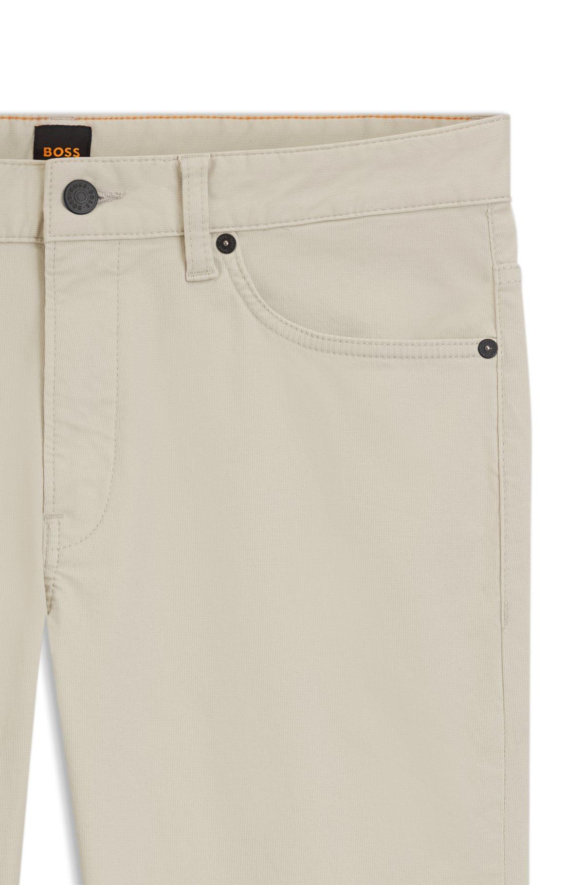 BOSS - Slim-fit pants in washed stretch cotton - Light Beige Product Image
