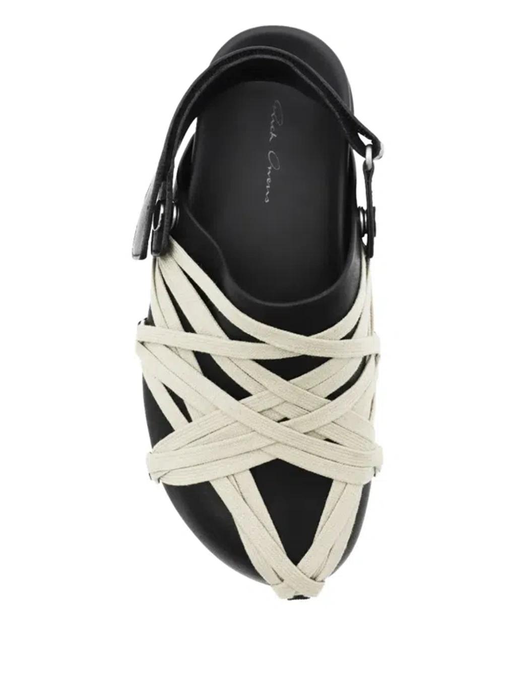 RICK OWENS Leather Loafers With Crisscross Detail In Black Product Image