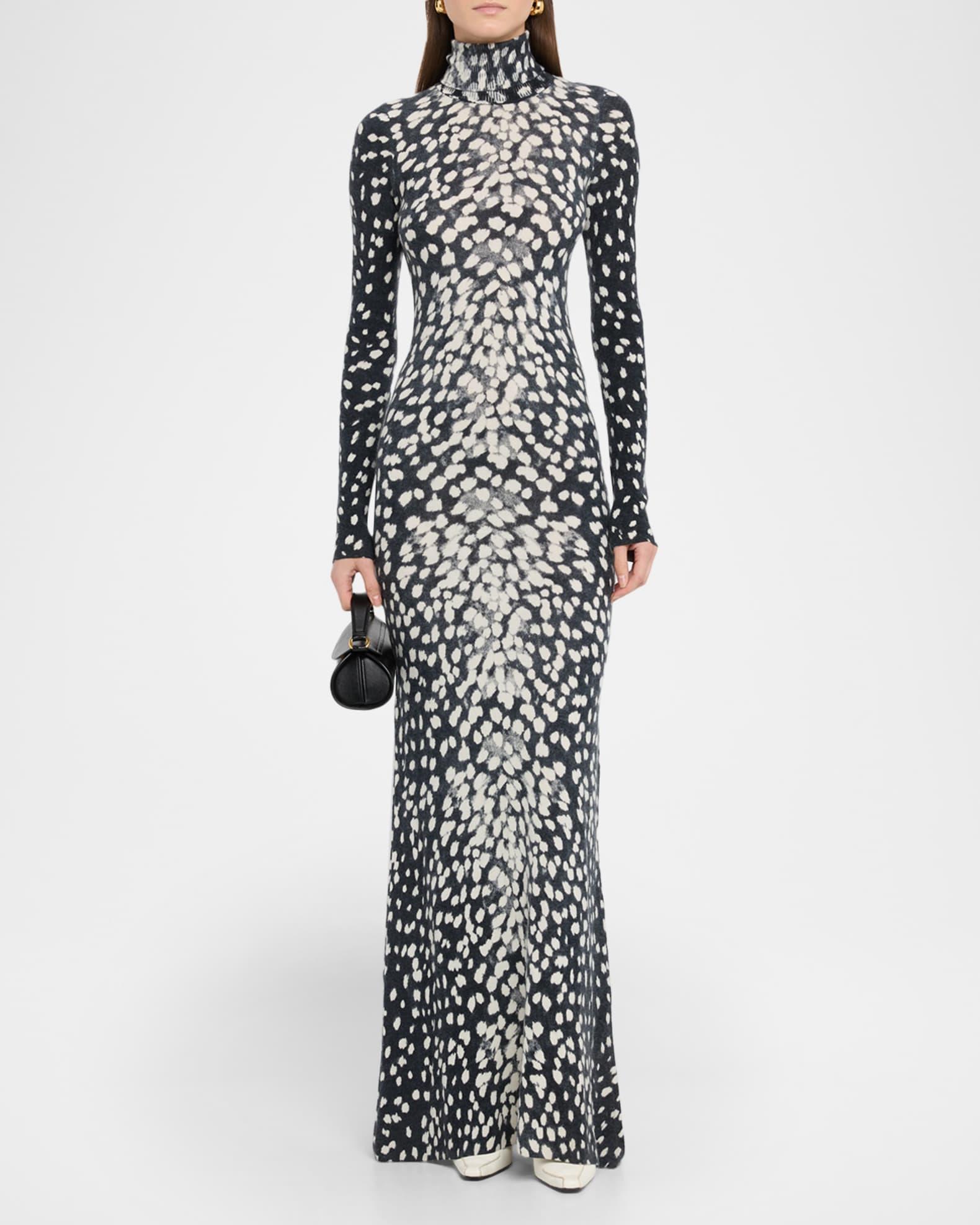 The Camille Animal-Print Cashmere Maxi Dress Product Image