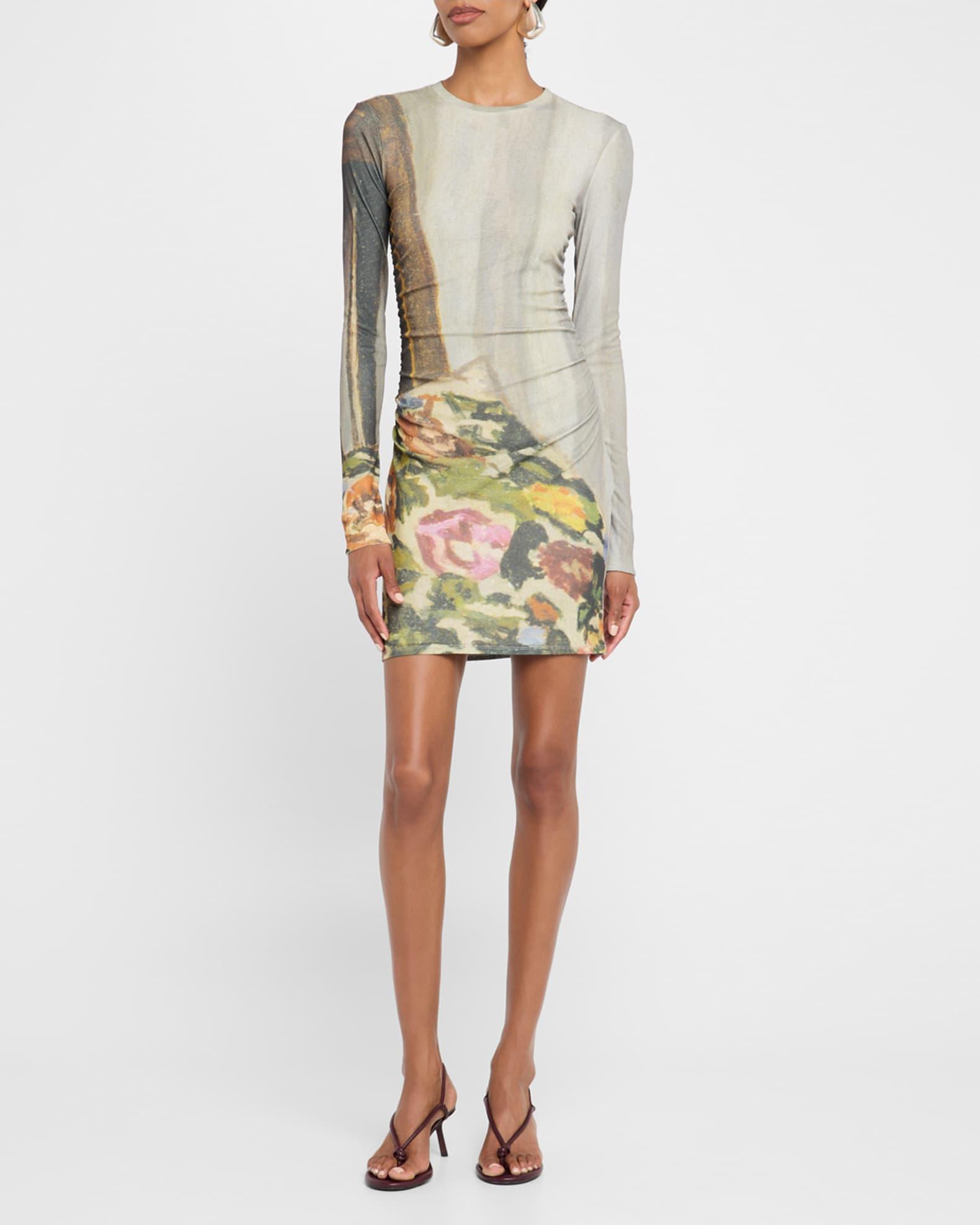 Leid Printed Mesh Jersey Mini Dress Product Image