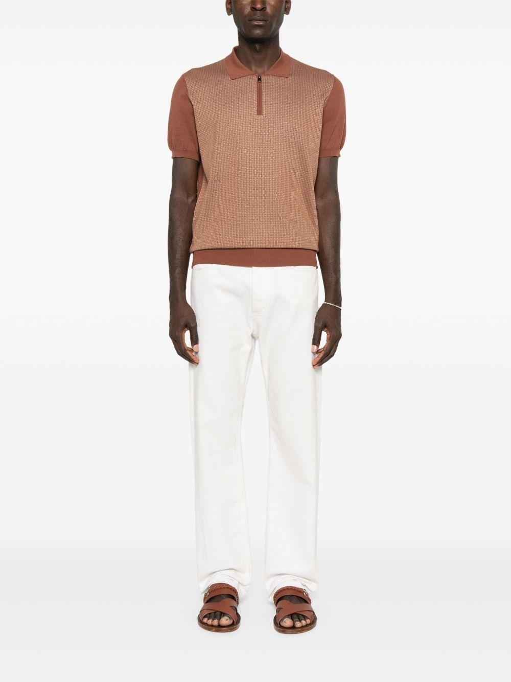 patterned intarsia knit polo shirt Product Image