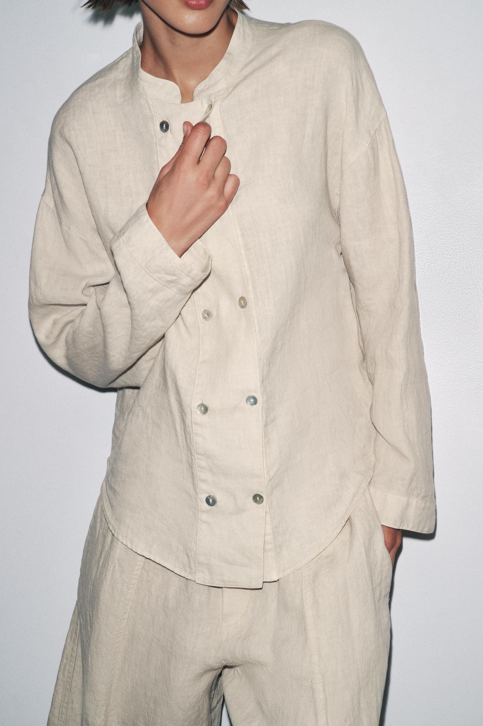 100% LINEN OVERSHIRT ZW COLLECTION Product Image