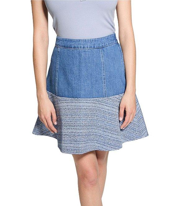 Guess Elsie High Rise Tweed Mix Coordinating Denim Skirt Product Image