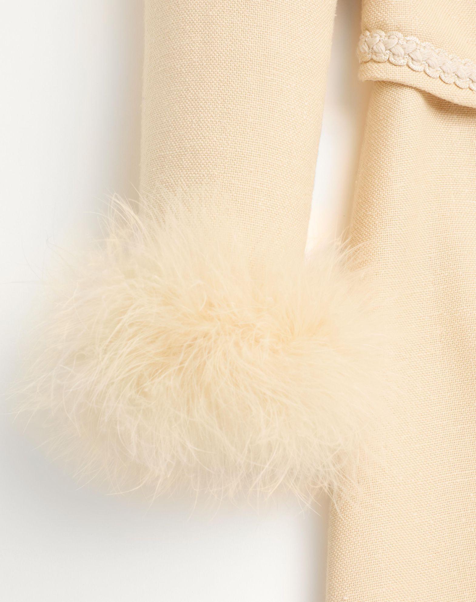 Short Dress In Rustic Silk With Feathers Product Image