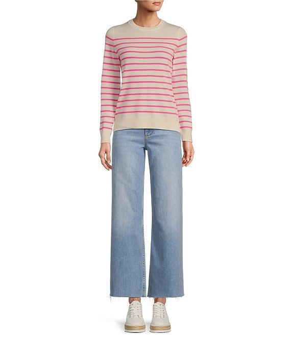 Antonio Melani Luxury Collection Cameron Cashmere Crew Neck Long Sleeve Striped Knit Sweater Product Image