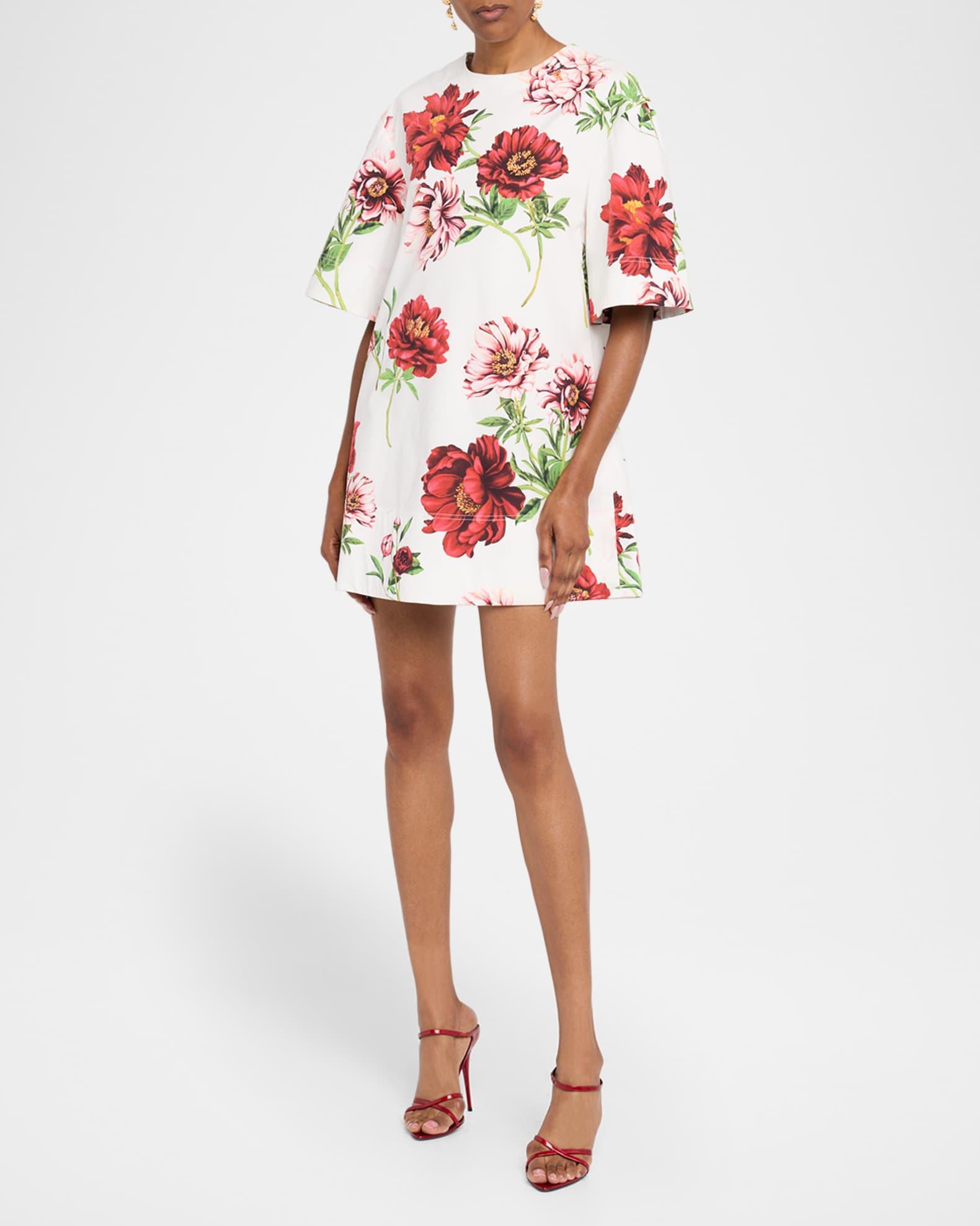 Peony Printed Poplin Shift Dress Product Image