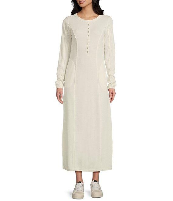 C&V Chelsea & Violet Long Sleeve Henley Maxi Dress Product Image