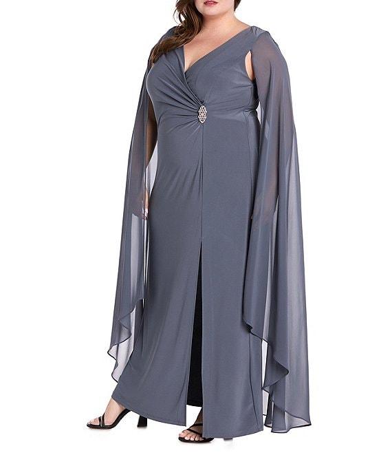 R & M Richards Plus Size Chiffon Duster Cape Dress Product Image