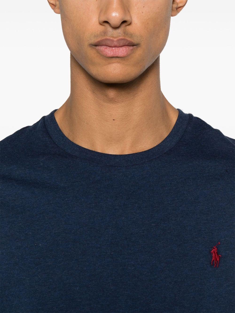 POLO RALPH LAUREN Slim-fit Logo-embroidered Cotton-jersey T-shirt In Navy Product Image