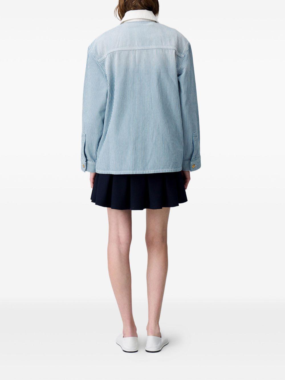 striped denim jacket Product Image