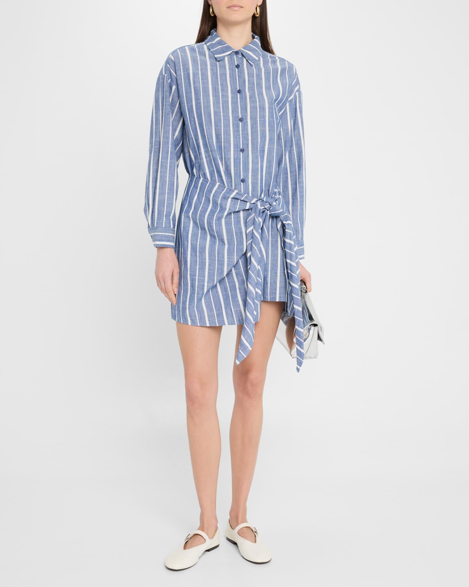 Alessandra Striped Chambray Mini Shirtdress Product Image