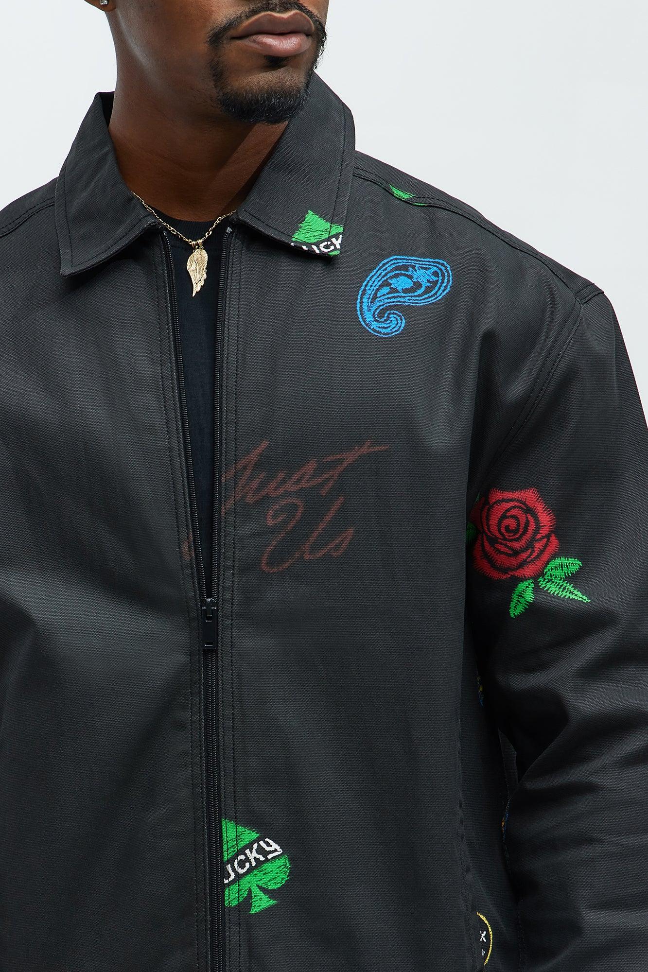 Patchwork Style Trucker Jacket - Black/combo Product Image