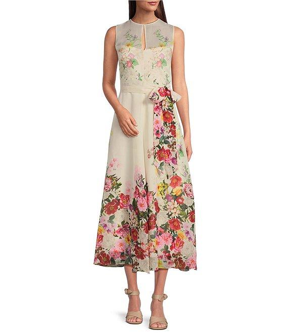 Alex Marie Talulla Floral Organza Sleeveless Tie Waist Maxi Dress Product Image