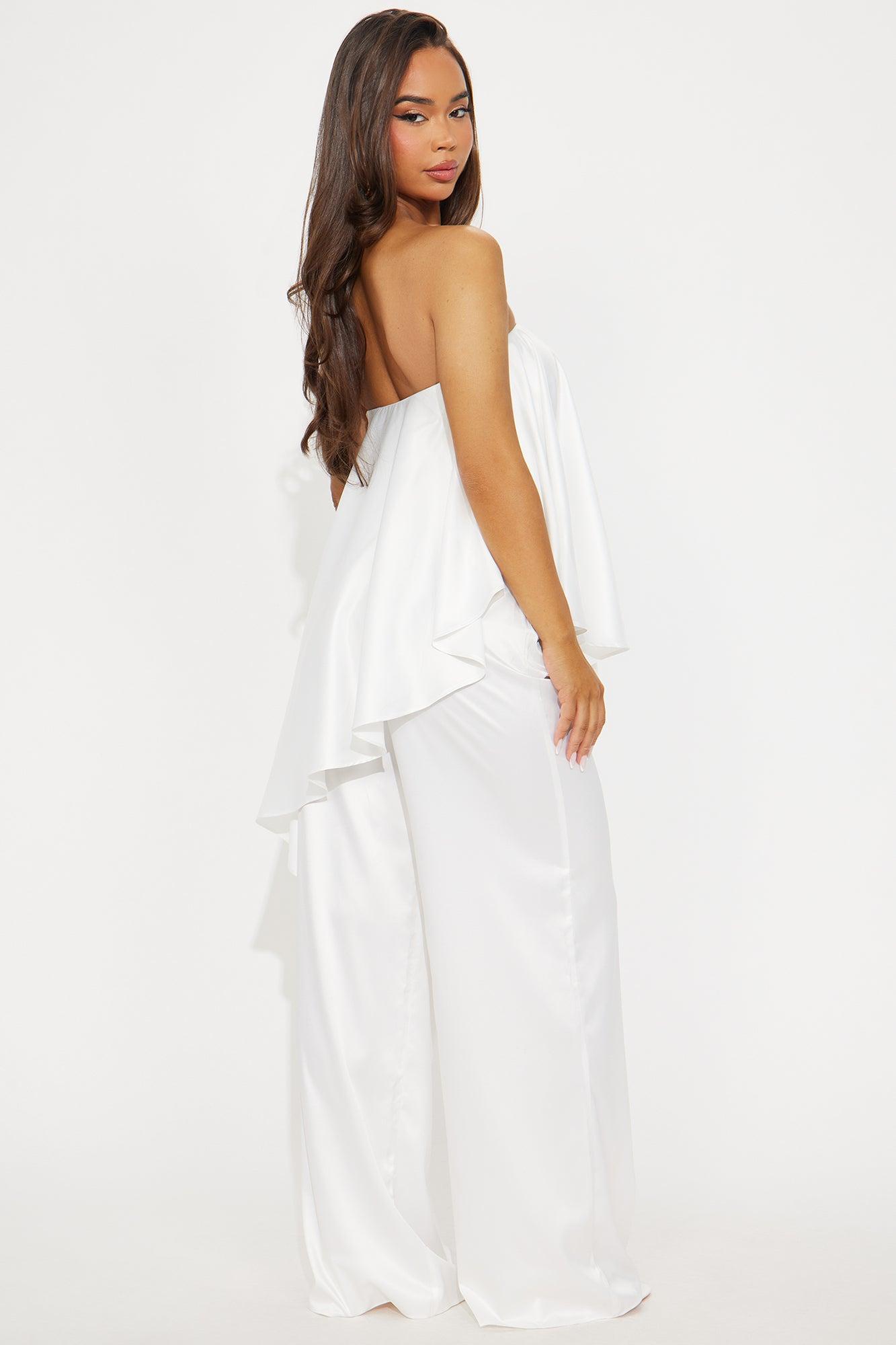 Janessa Satin Jumpsuit - White Product Image