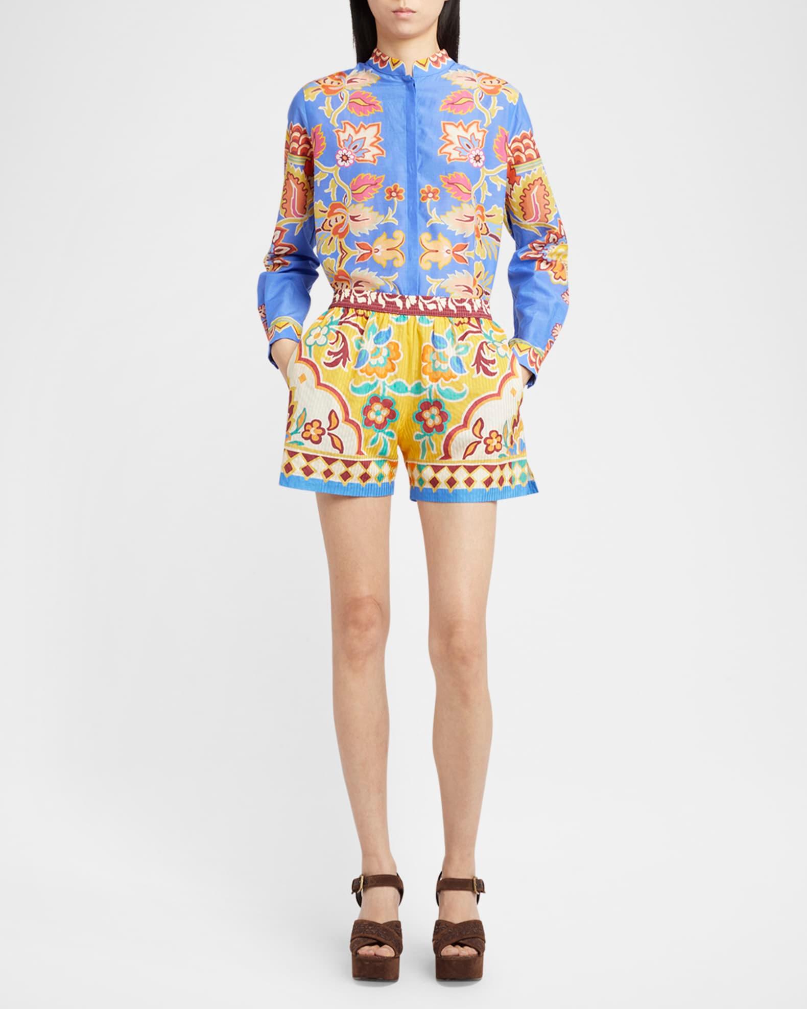 Blue Bouquet Voile Tunic Blouse Product Image