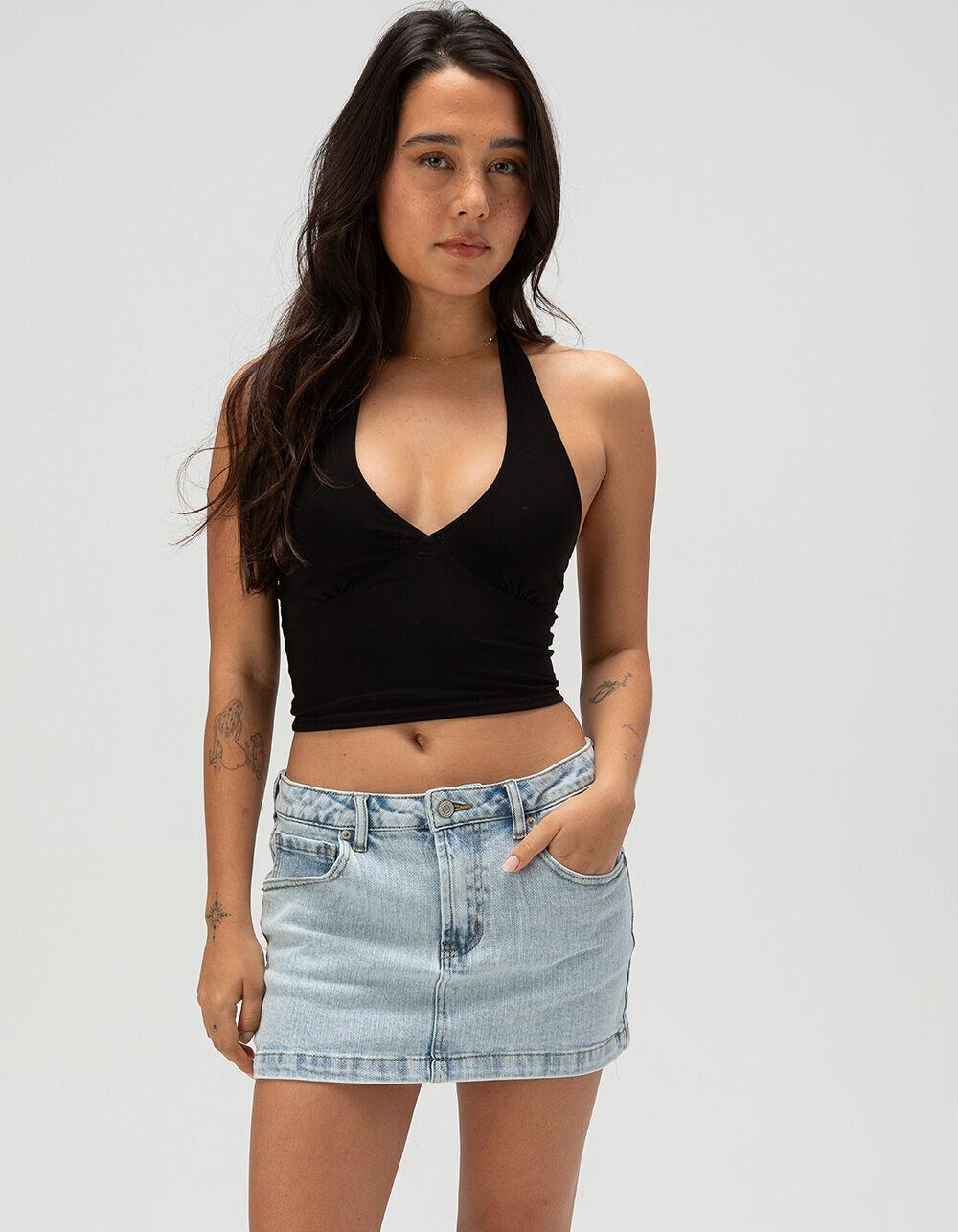 RSQ Womens Low Rise Denim Mini Skirt - DARK RINSE Product Image