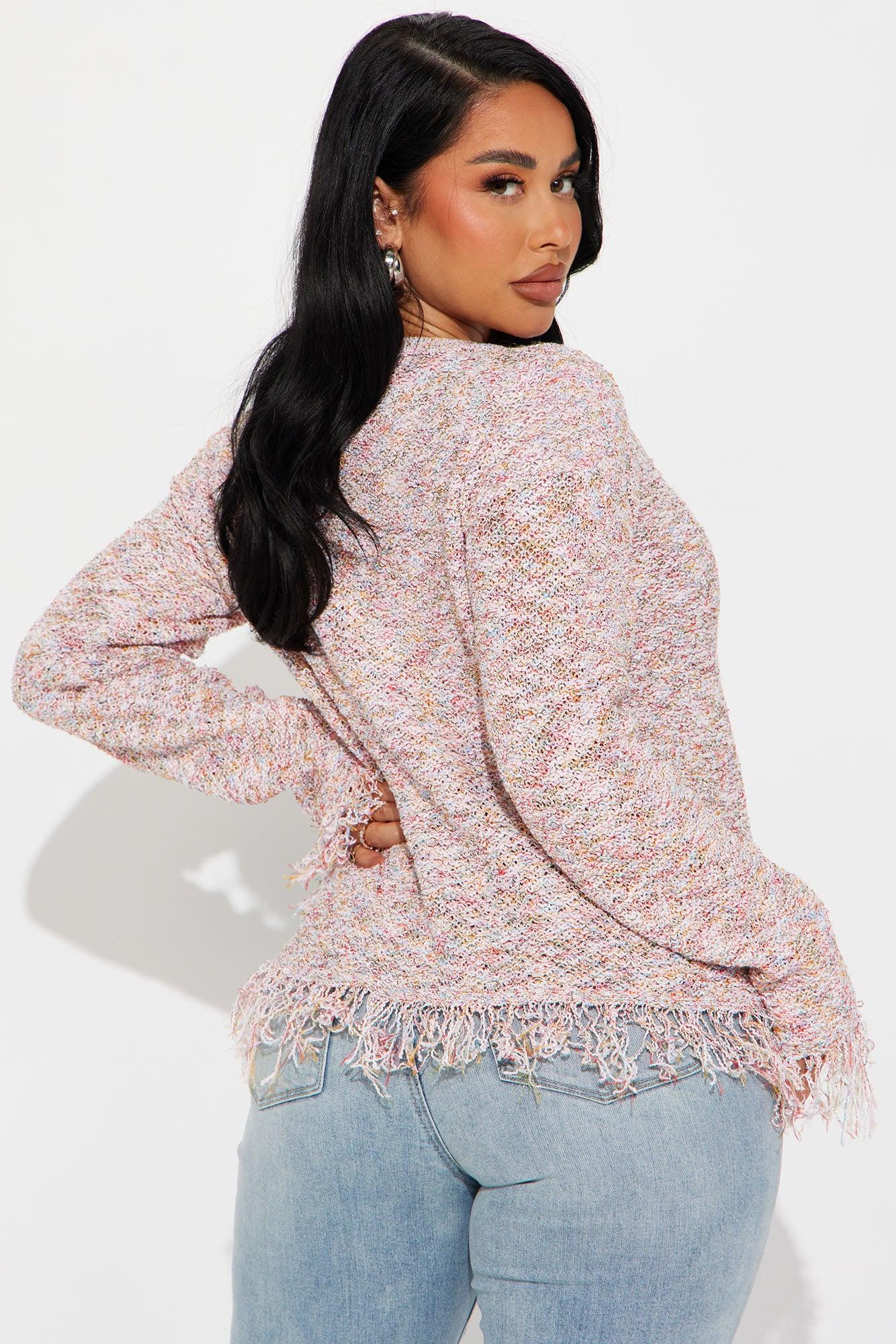 Summer Fun Fringe Cardigan - Pink/combo Product Image