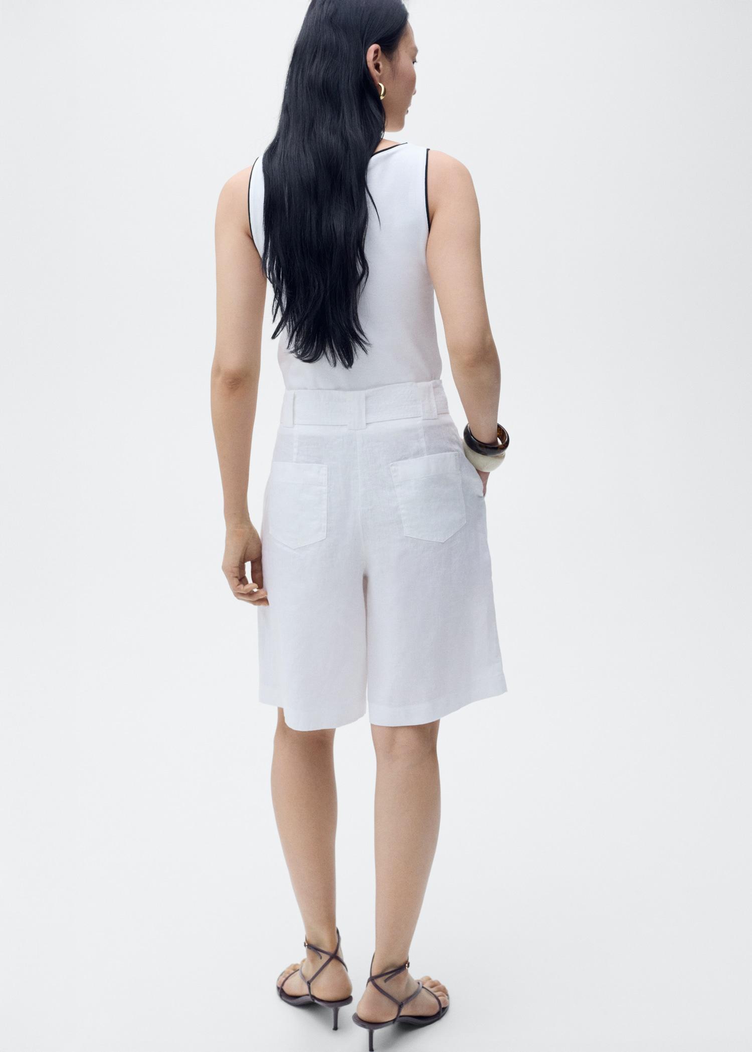 Cotton top with contrasting trim - Women | MANGO USA Product Image