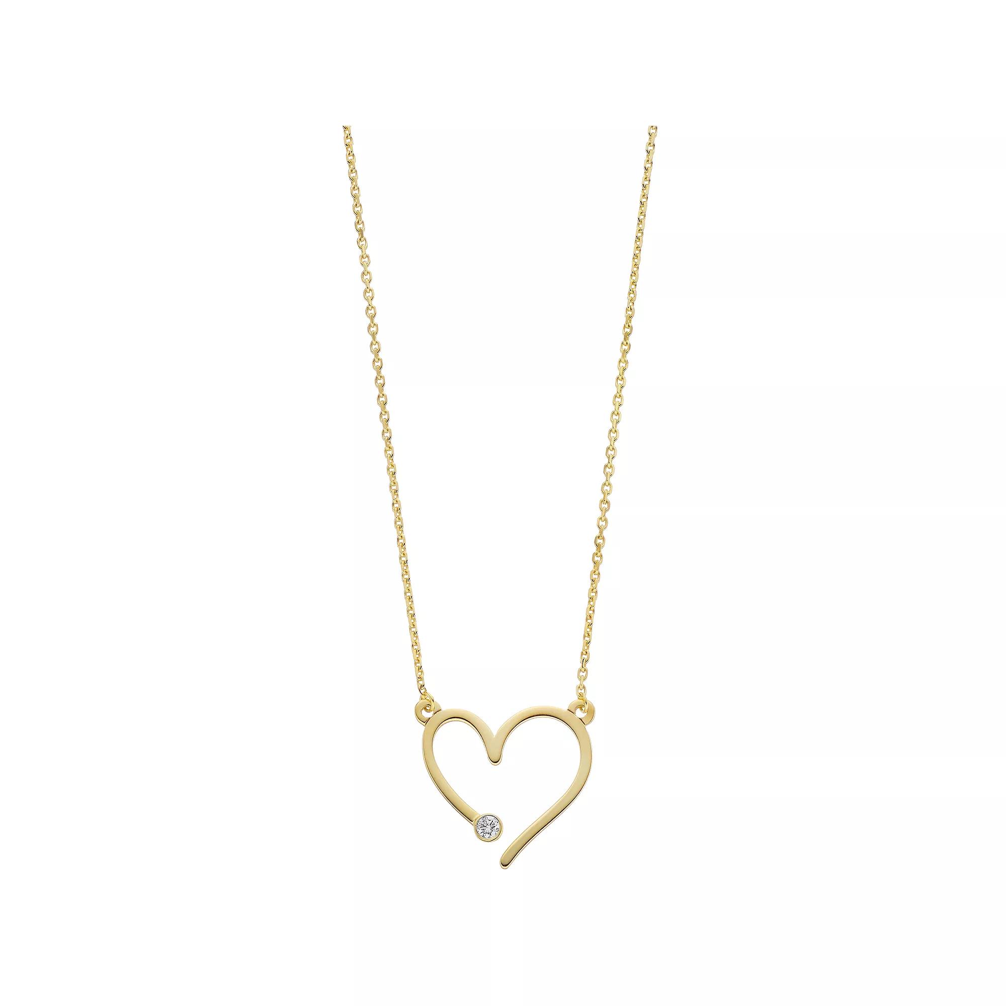 14k Gold Diamond Accent Open Heart Link Necklace, Women's, Size: 18" Product Image