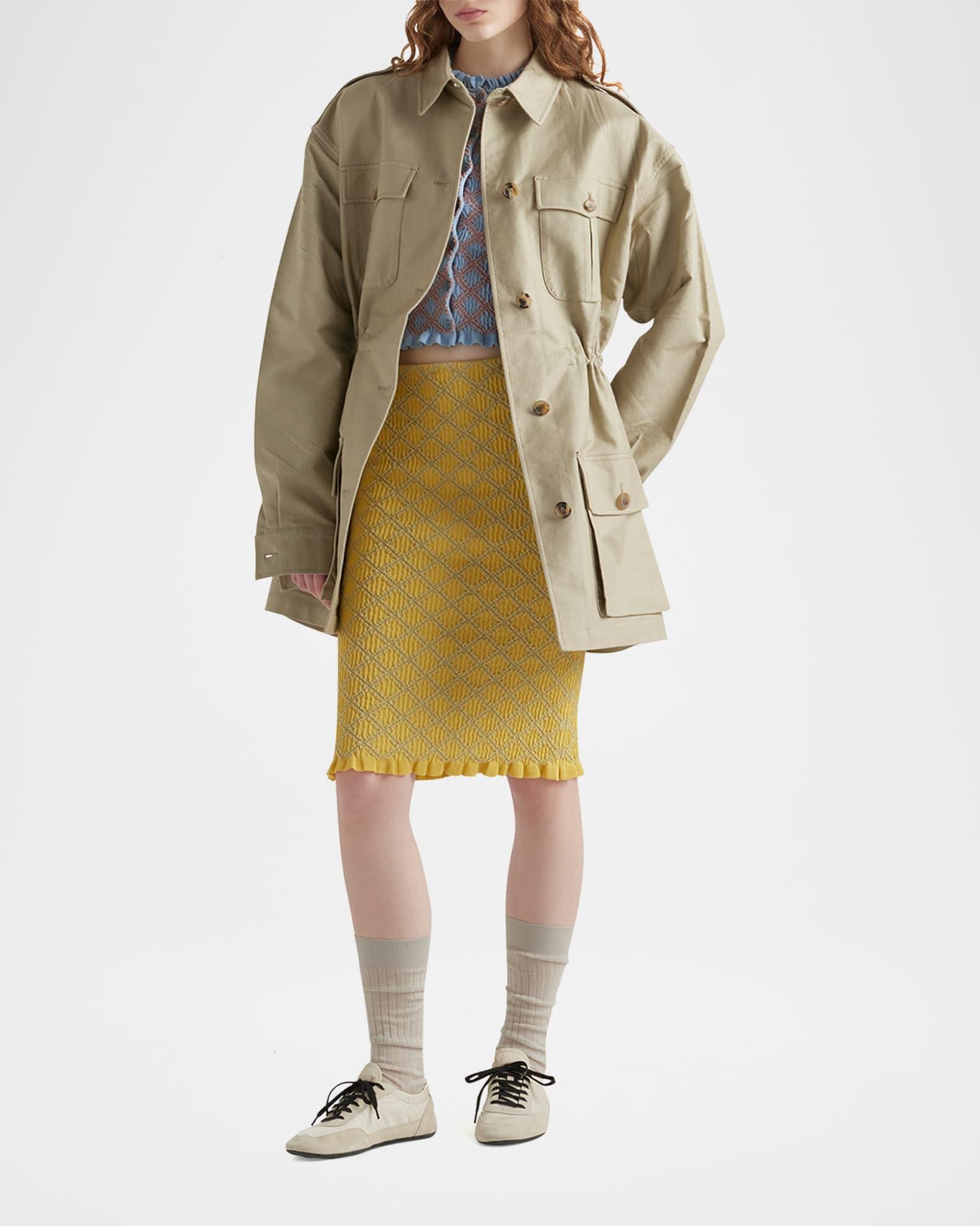 Diamond Pattern Smocked Knit Skirt Product Image