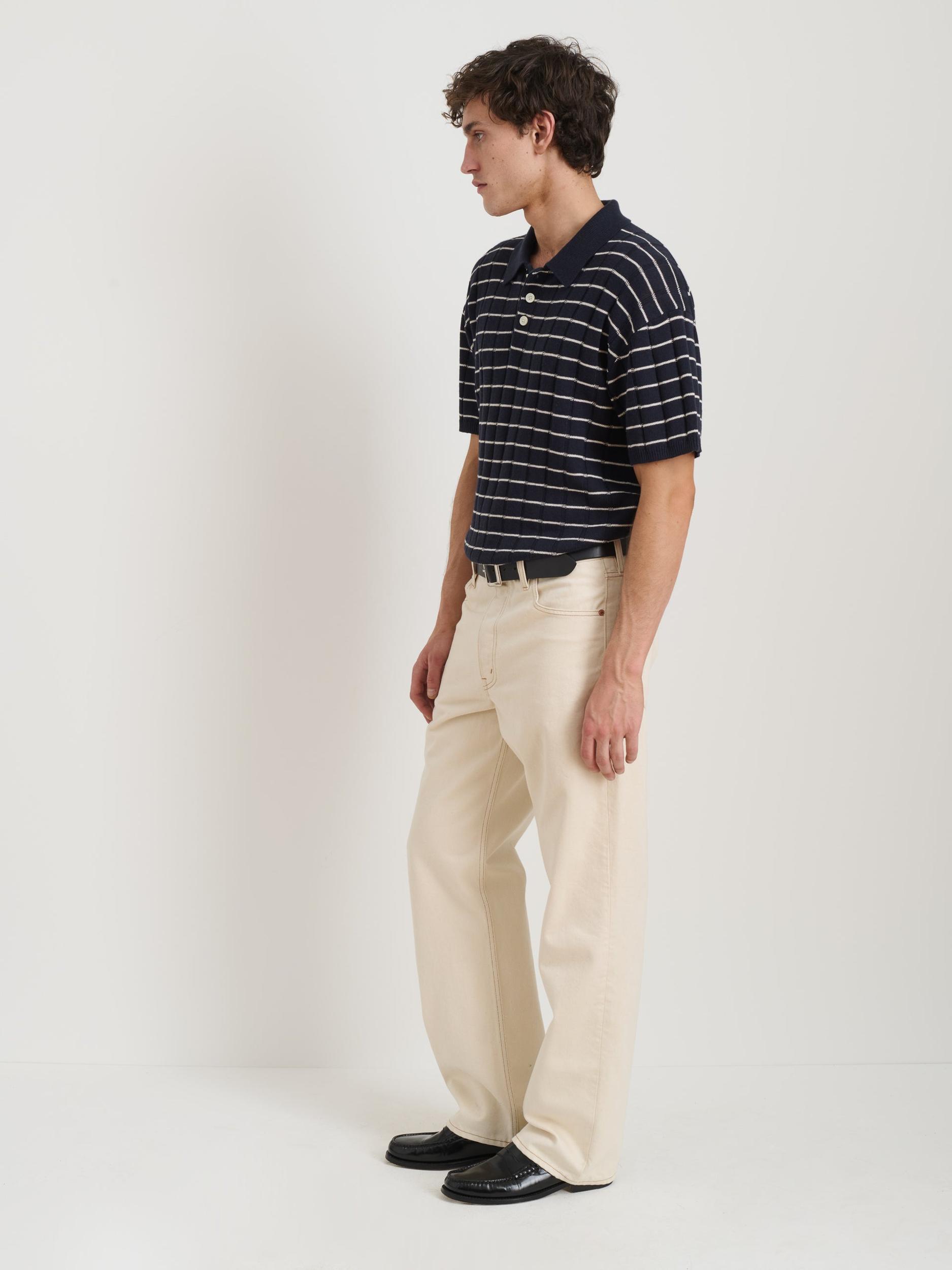 Polo Stripe Sweater In Wide Rib Product Image