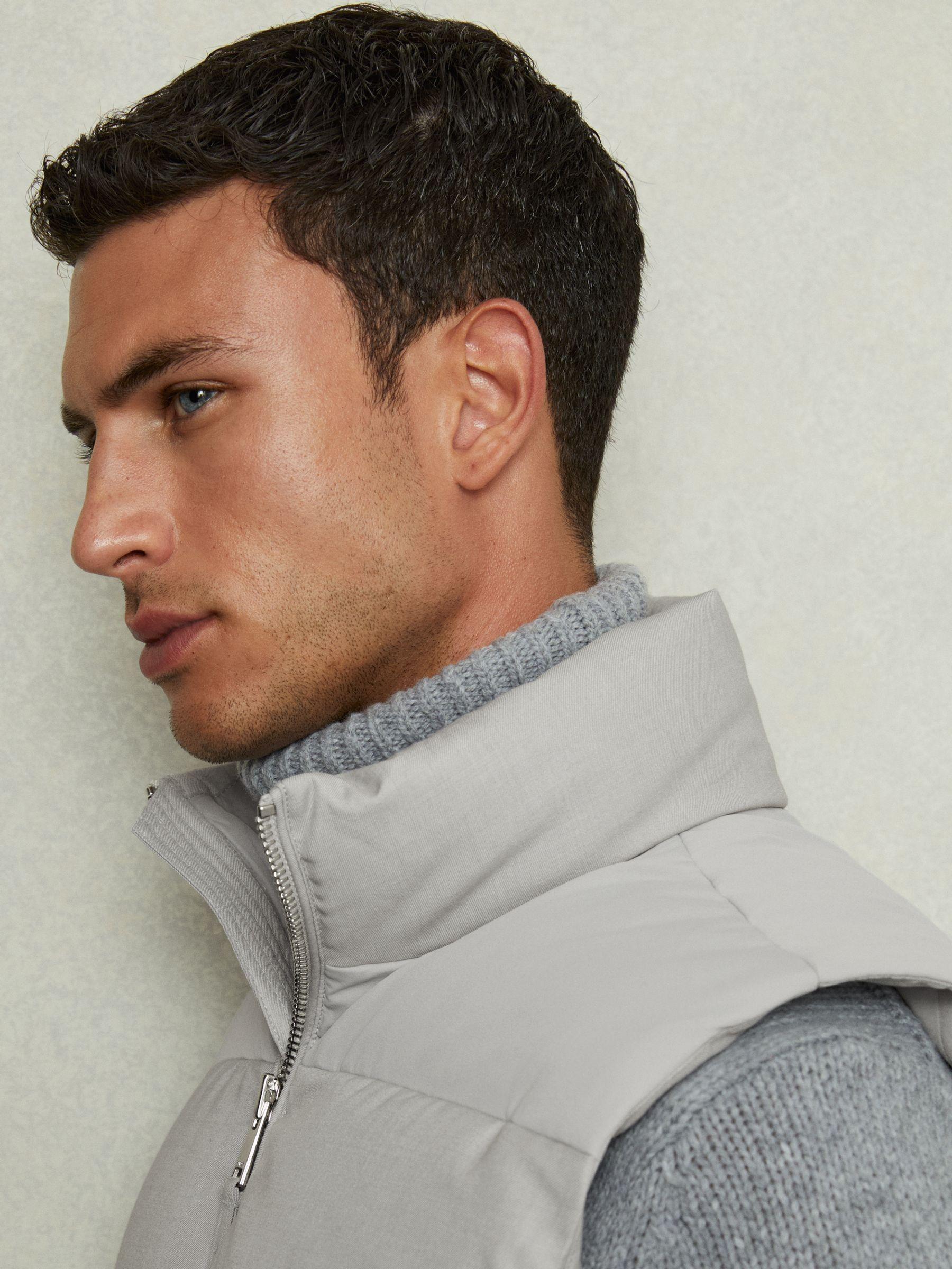 Patch Pocket Quilted Gilet in Grey Product Image