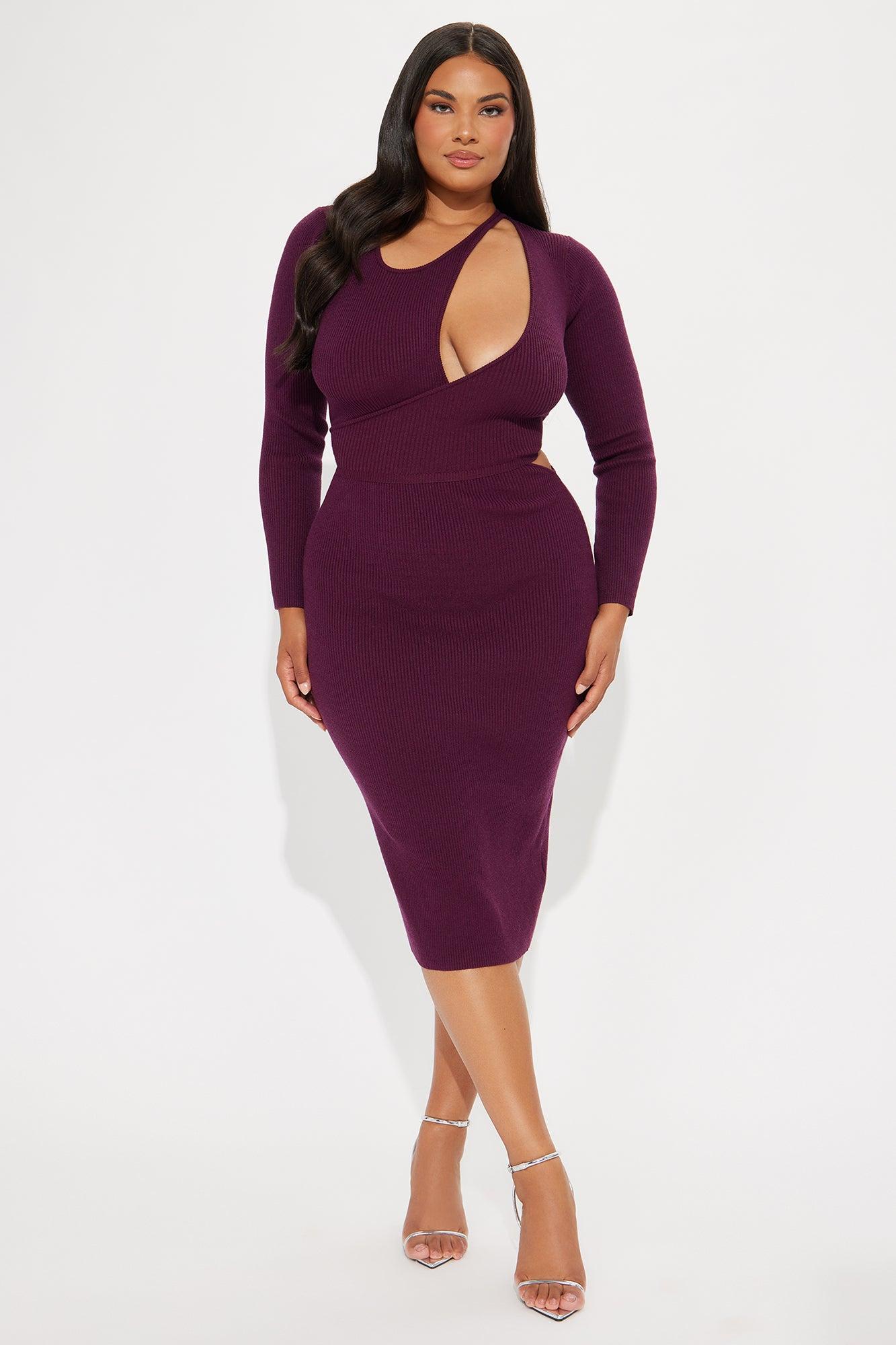 Sincerely Sweet Sweater Midi Dress - Purple Product Image