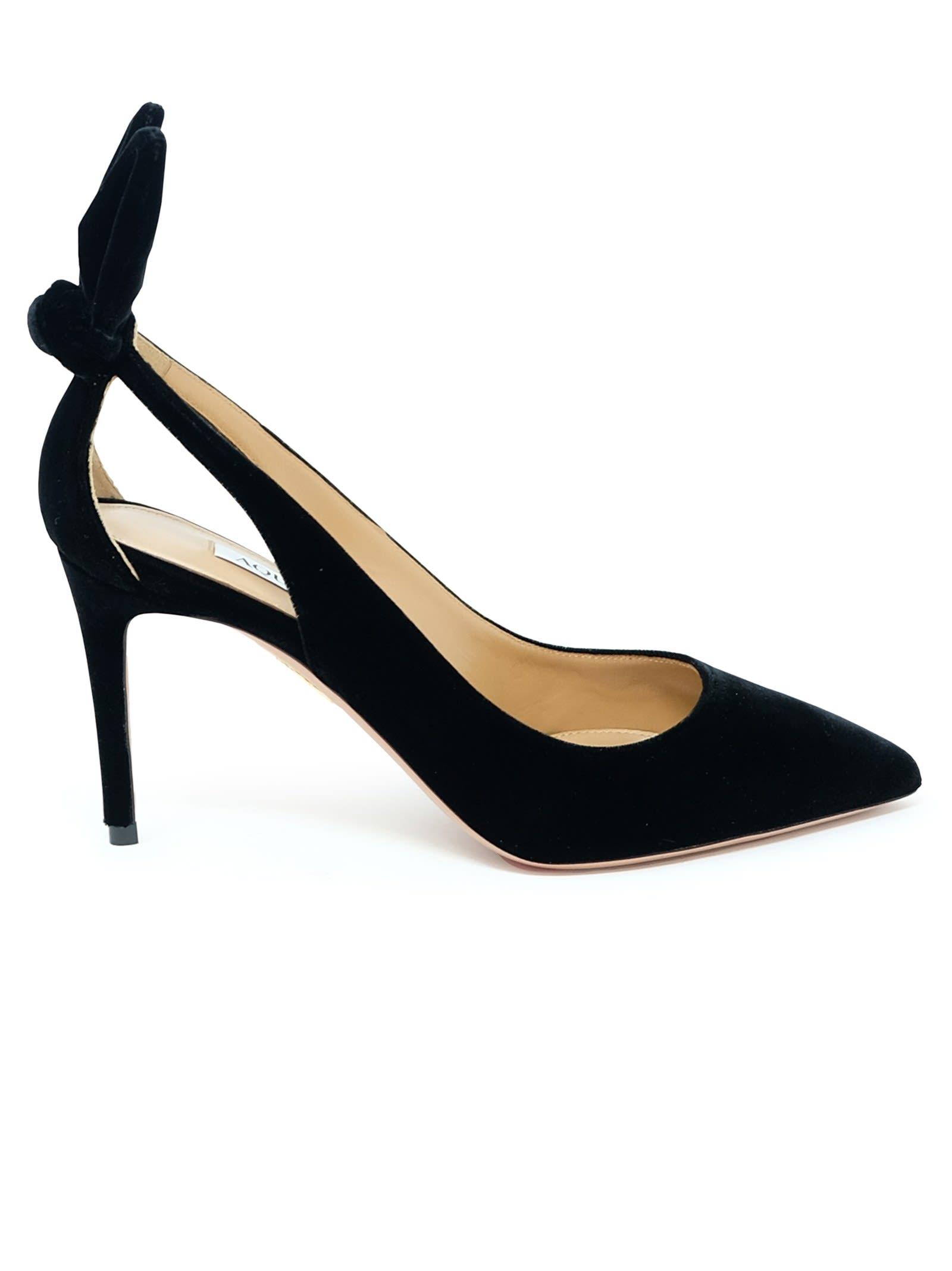 AQUAZZURA Bow Tie 85 Suede Pumps In Black Product Image
