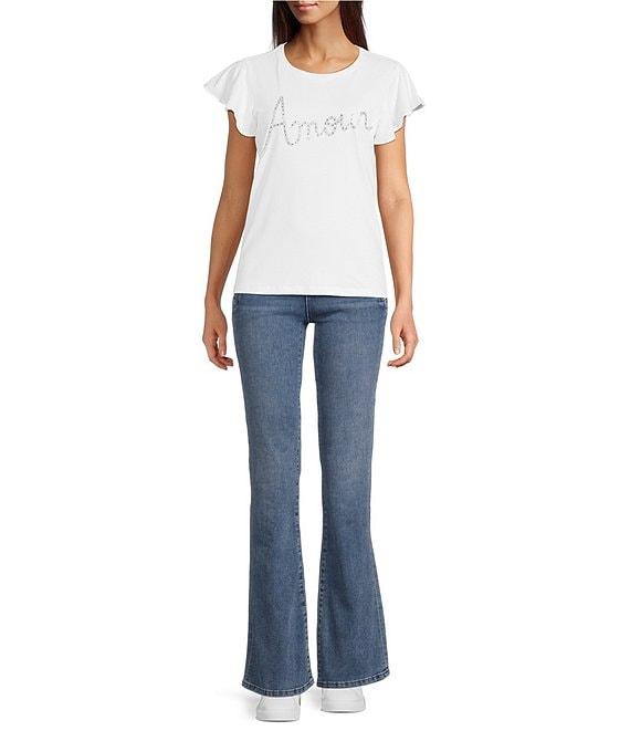 KARL LAGERFELD PARIS Jersey Knit Amour Print Crew Neck Short Sleeve Tee Shirt Product Image