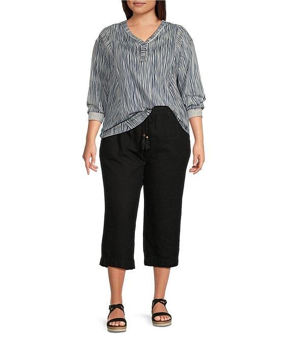 Westbound Plus Size Linen Blend Crop Pull-On Pants Product Image