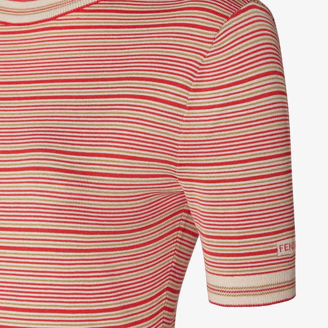 DressRed and beige striped cotton and silk dress Product Image