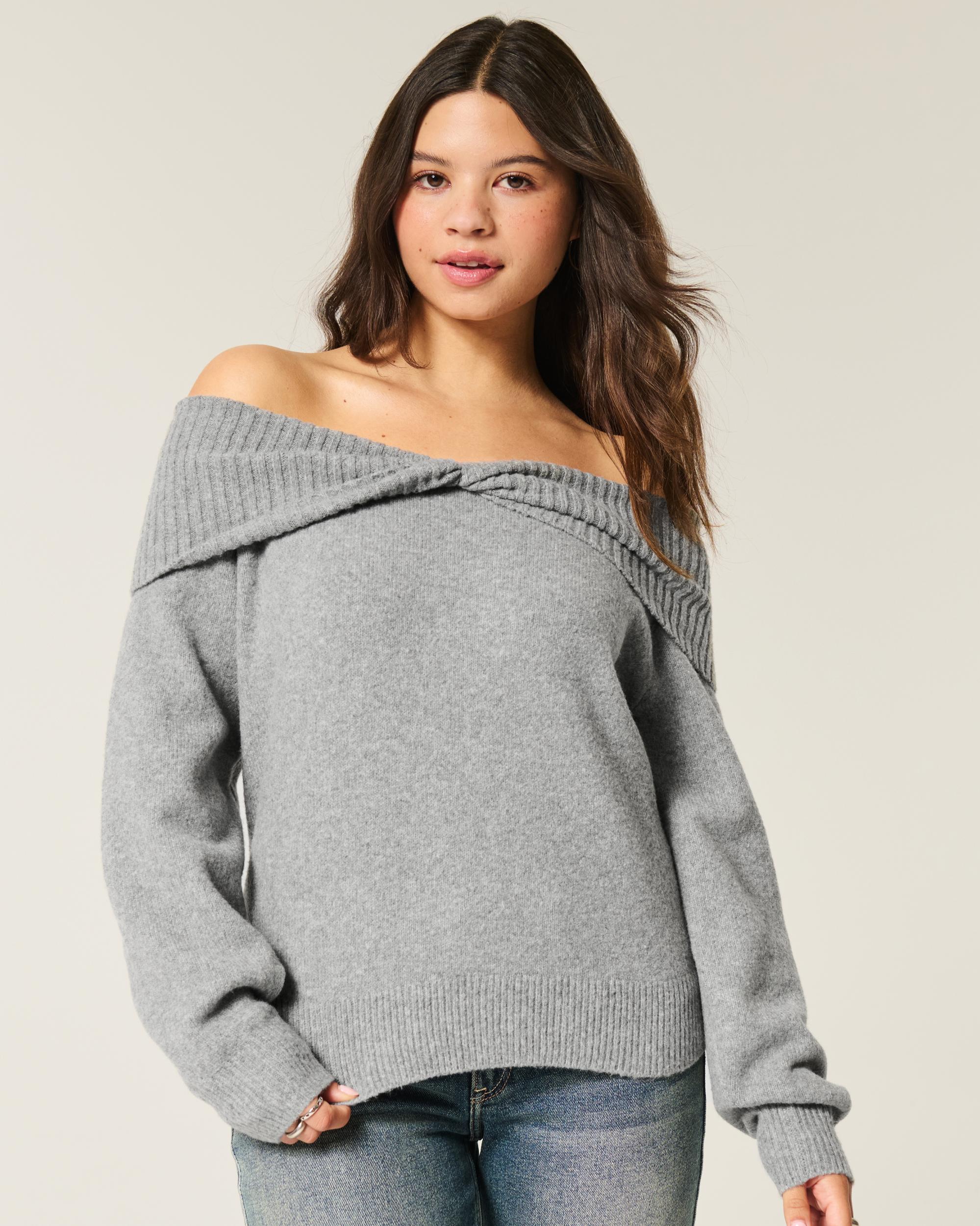 Hollister Comfy Cloud Off-the-Shoulder Twist Sweater Product Image