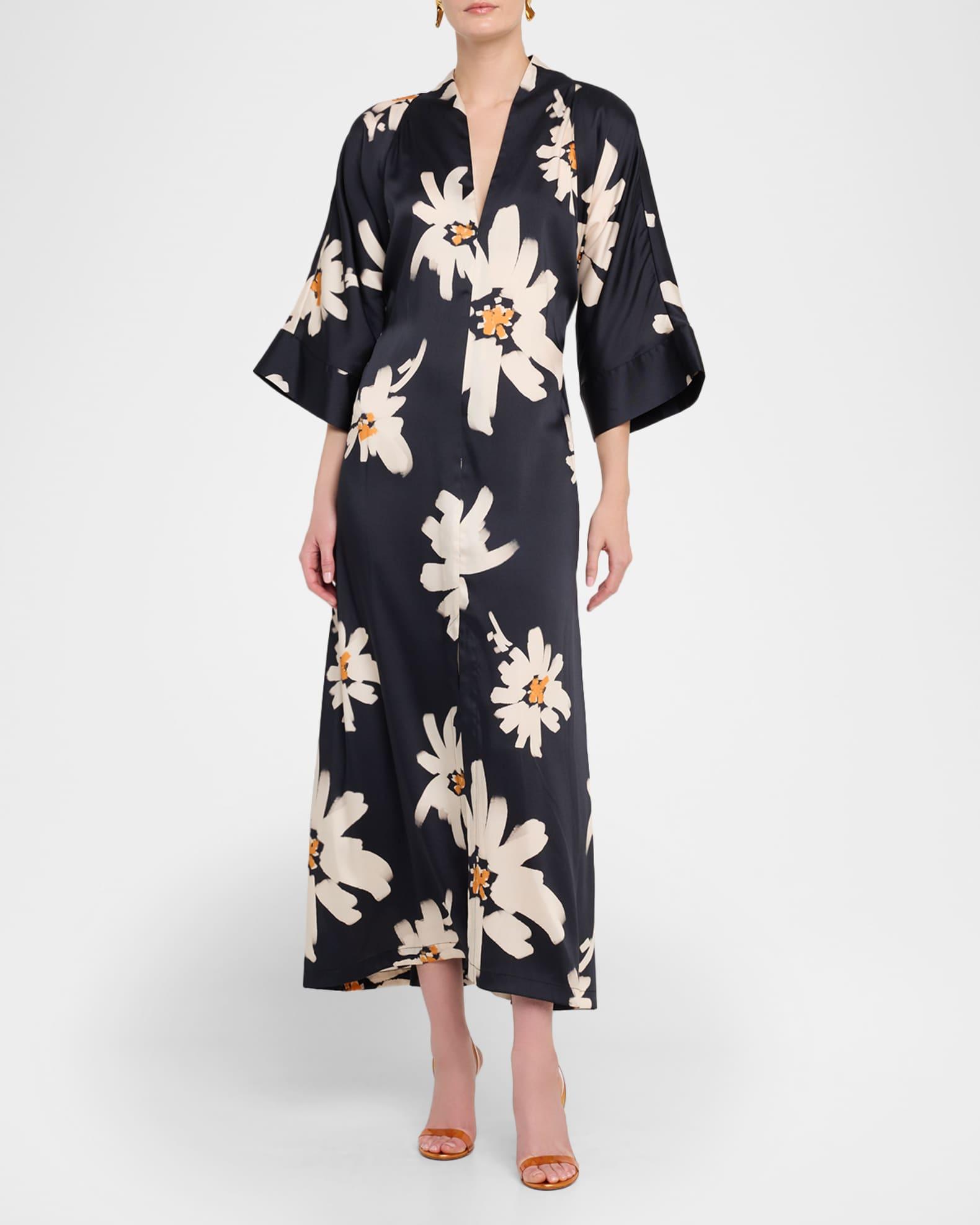 Floral-Print Twill Midi Dress Product Image