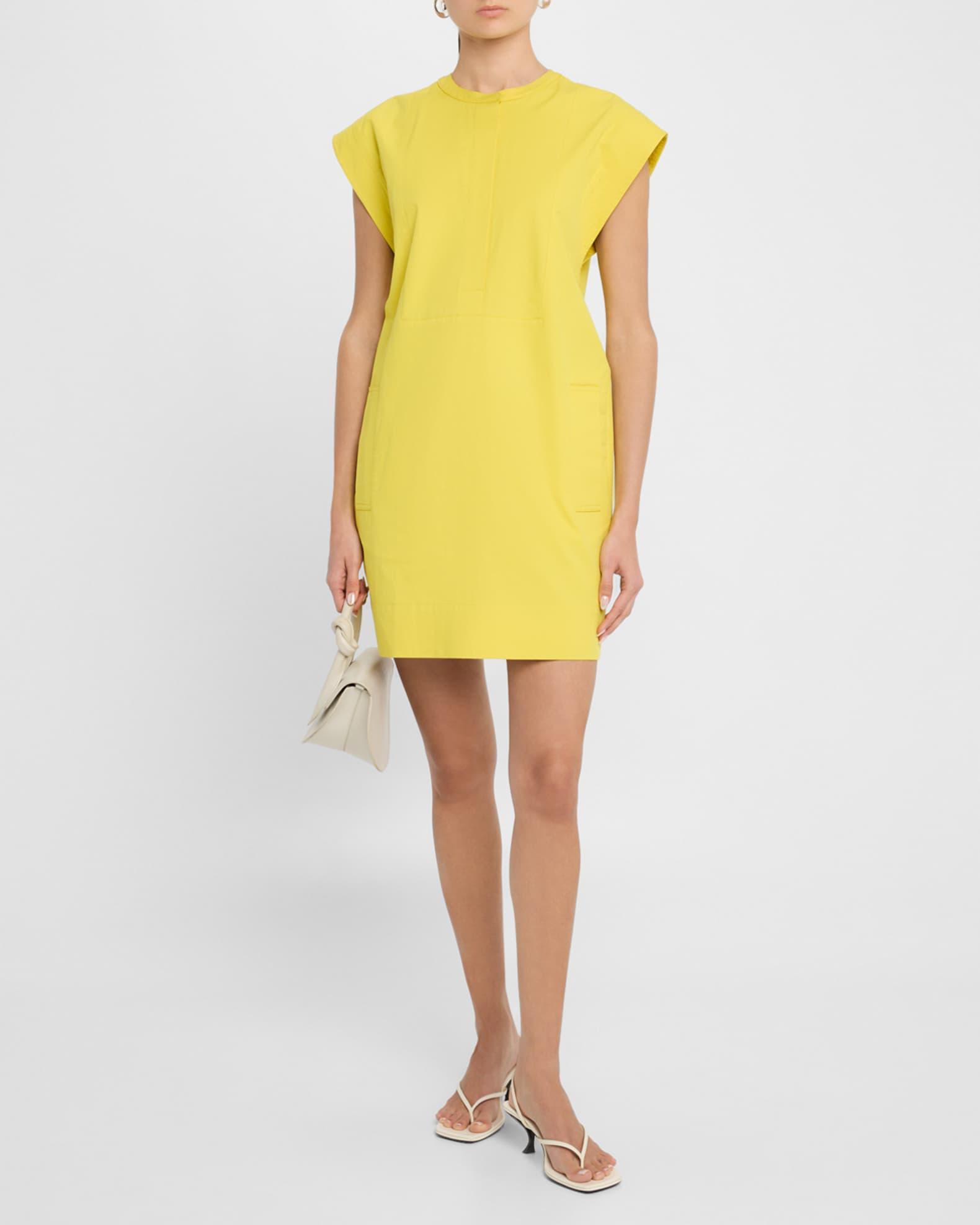 Structured Cap-Sleeve Cotton Twill Mini Dress Product Image