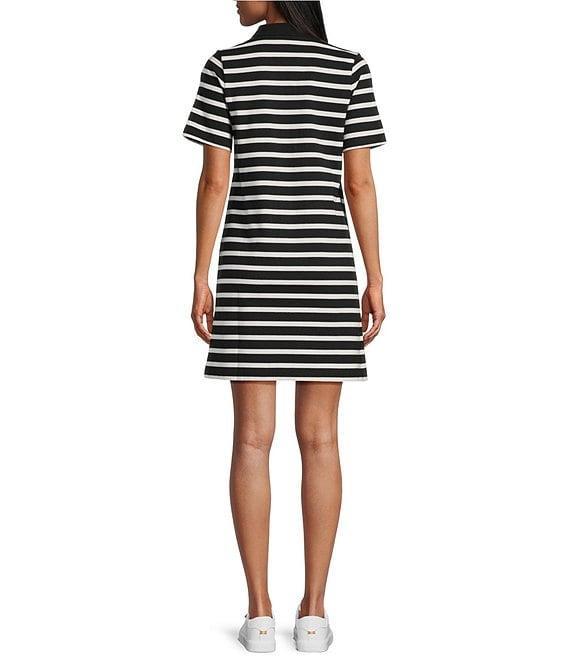 Tommy Bahama Coastal Cabana Horizontal Striped Jersey Collared Split-V Neck Short Sleeve Dress Product Image