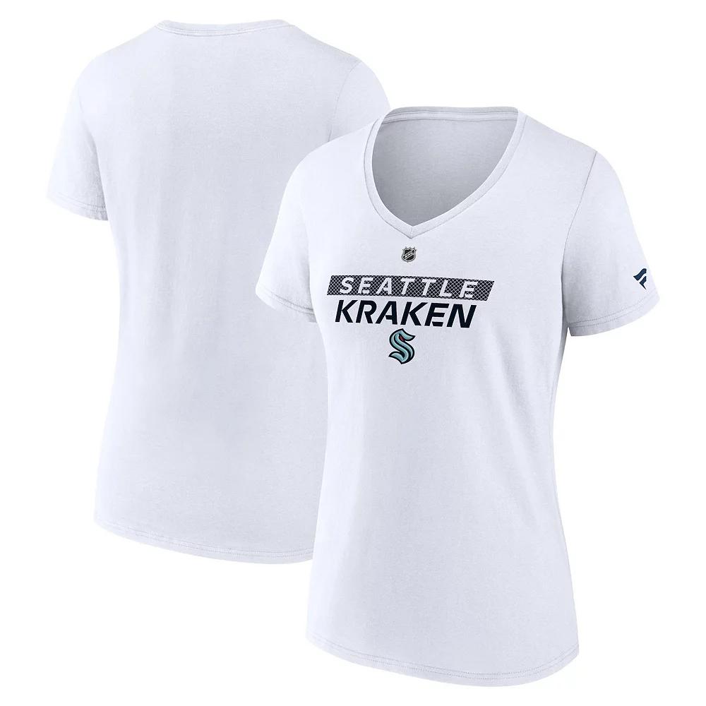 Women's Fanatics  White Seattle Kraken Authentic Pro Core Primary V-Neck T-Shirt, Size: 2XL, Krk White Product Image
