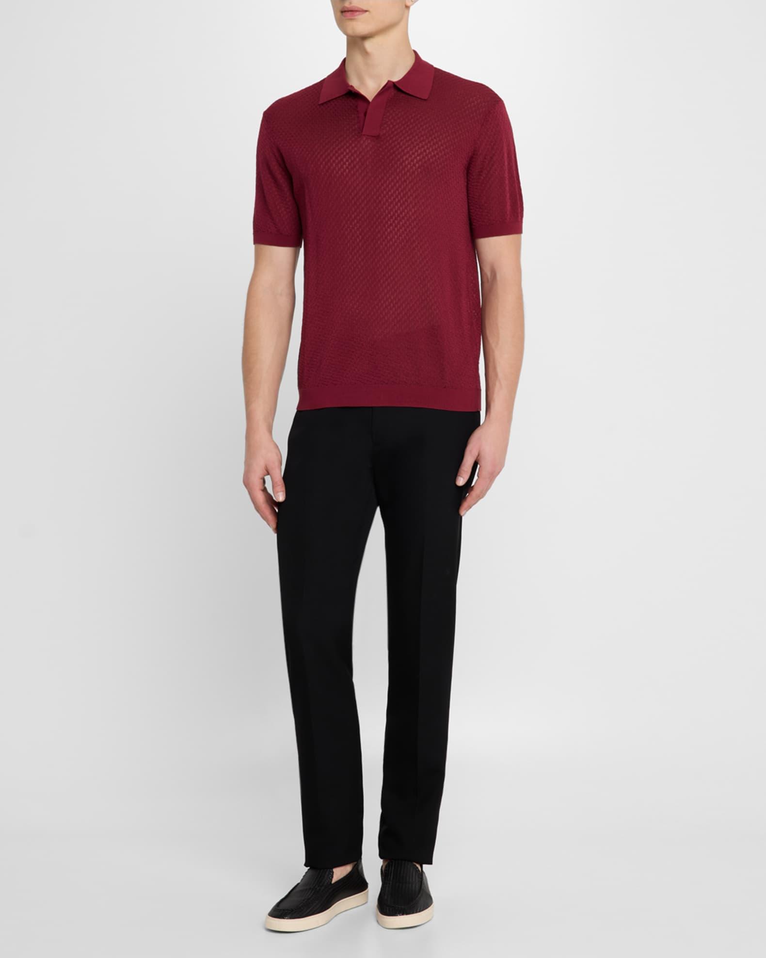 Men's Micro-Jacquard Short-Sleeve Polo Sweater Product Image