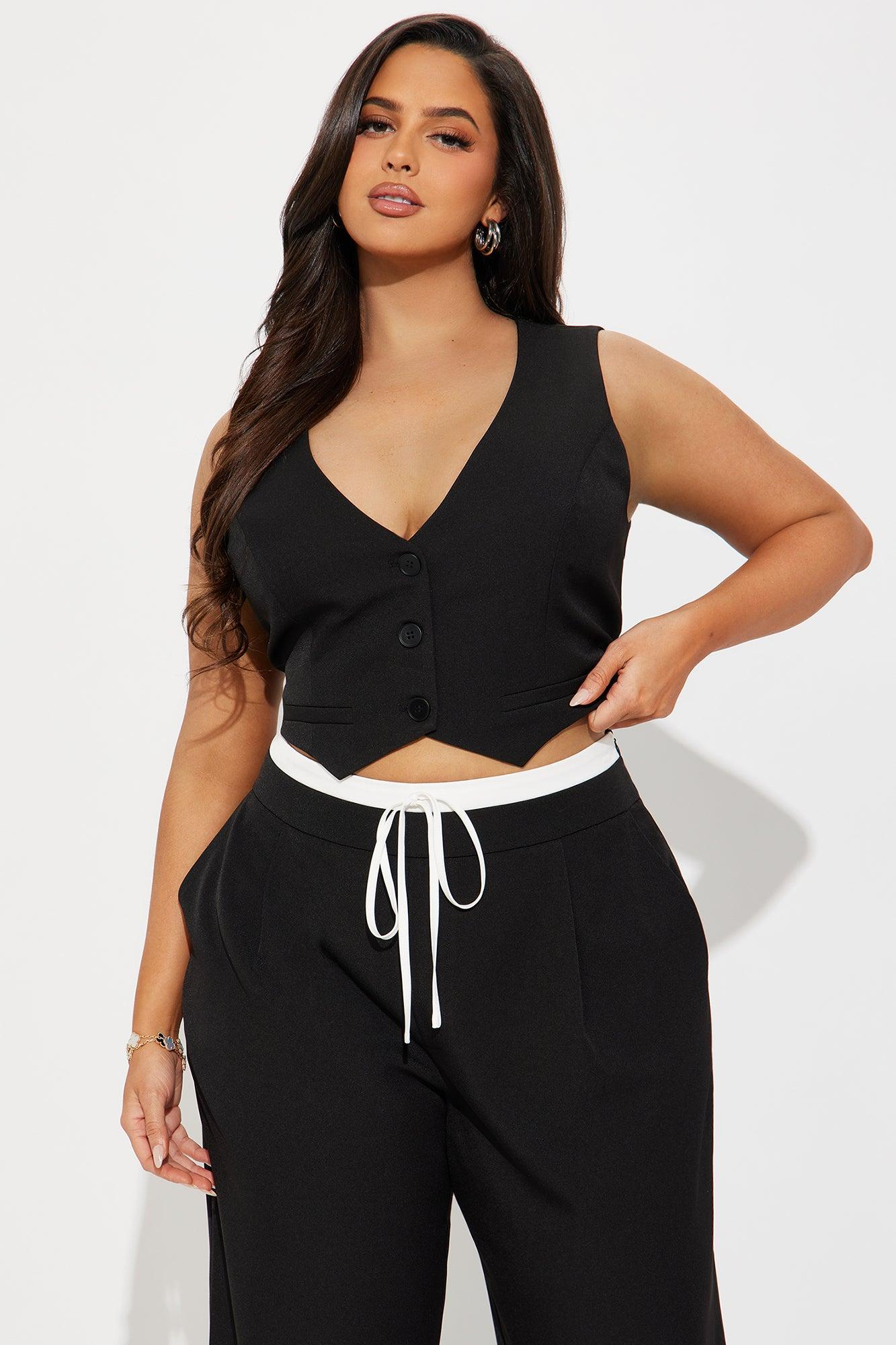 Not Your Boss Vest Pant Set - Black Product Image