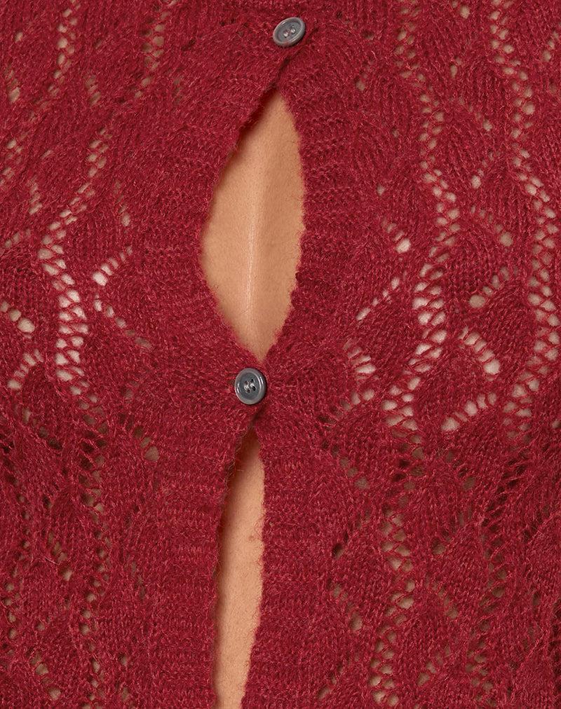 Birama Button Tank Top in Knit Red Female Product Image