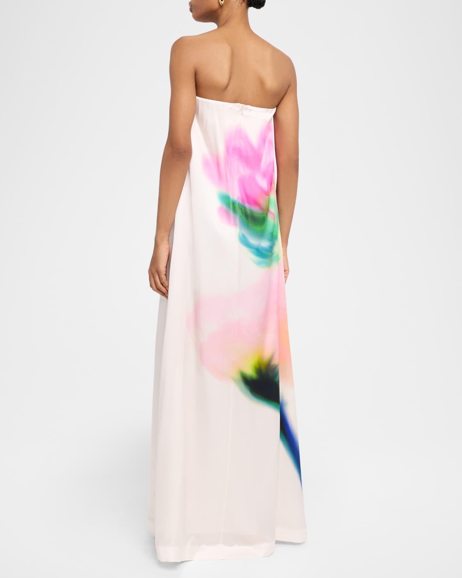 Dahlia Blossom Strapless Silk Maxi Dress Product Image