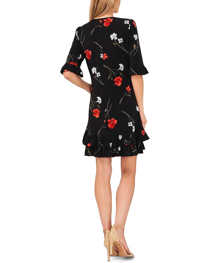 Long Sleeve Printed Dress With Tie Front Product Image