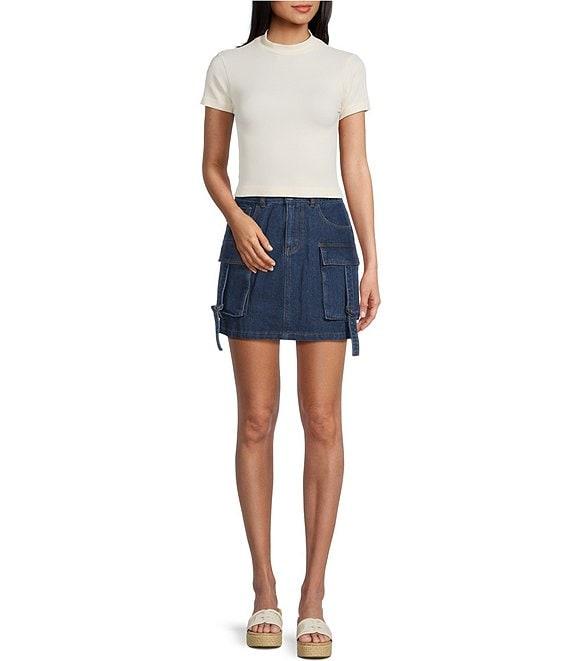 C&V Chelsea & Violet Mock Neck Seamless Knit Crop Top Product Image